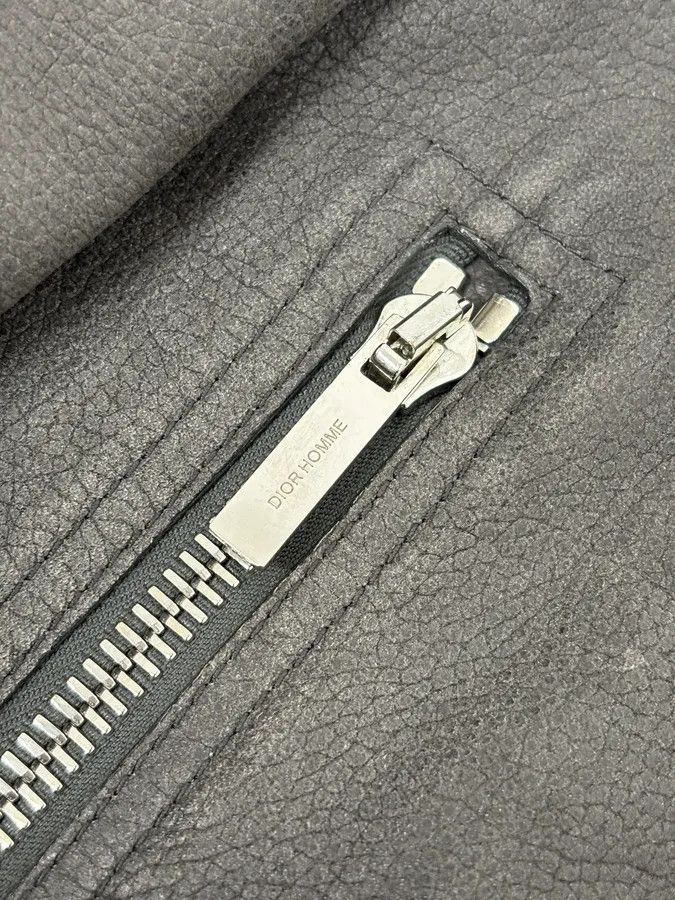 Dior 2010s Dior Grey Asymmetrical Leather Biker Jacket by Kris Van Assche Size US S / EU 44-46 / 1 - 11 Thumbnail