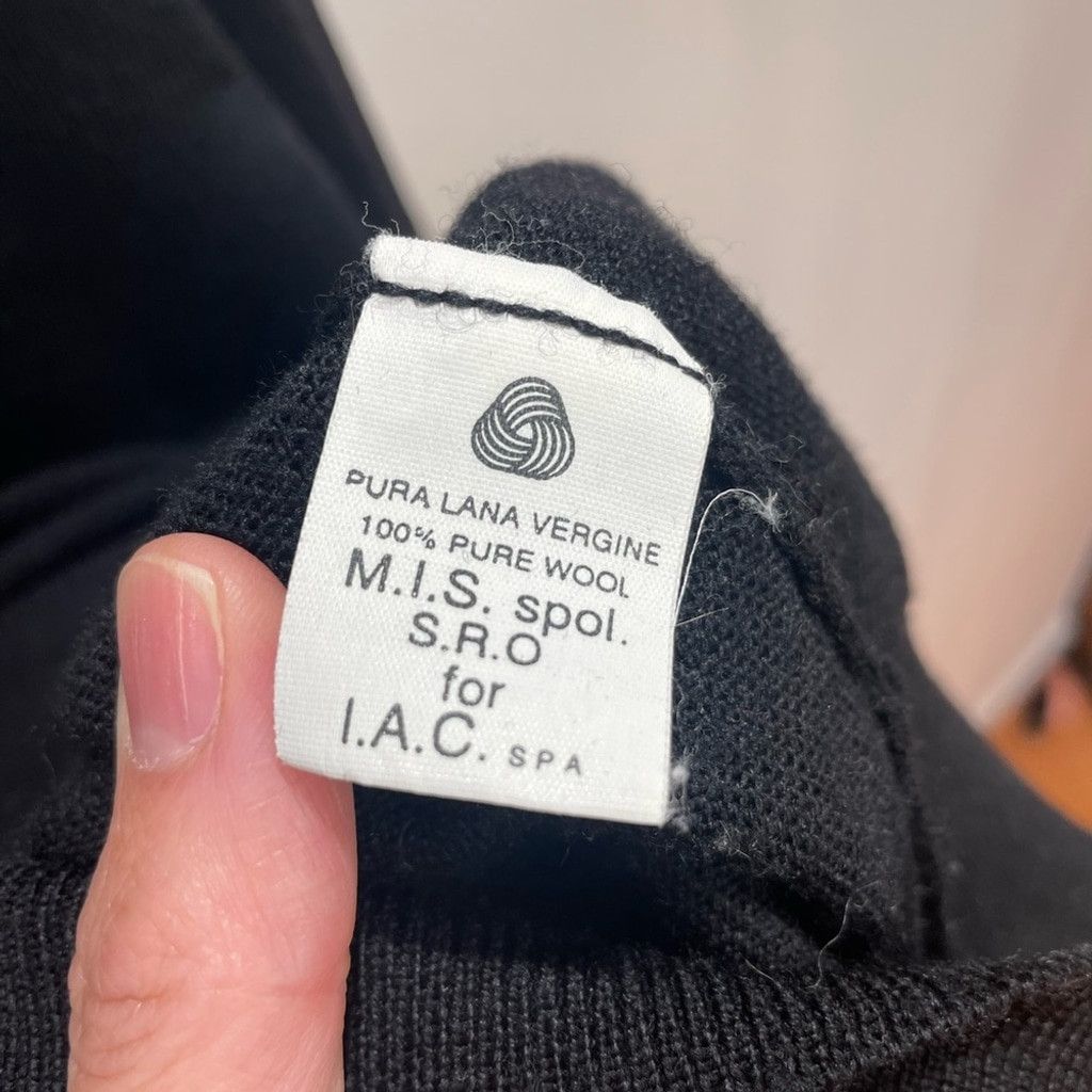 Other Mino Lombardi Black 100% Wool Polo Sweater Size 54/ XL Size US L / EU 52-54 / 3 - 6 Thumbnail