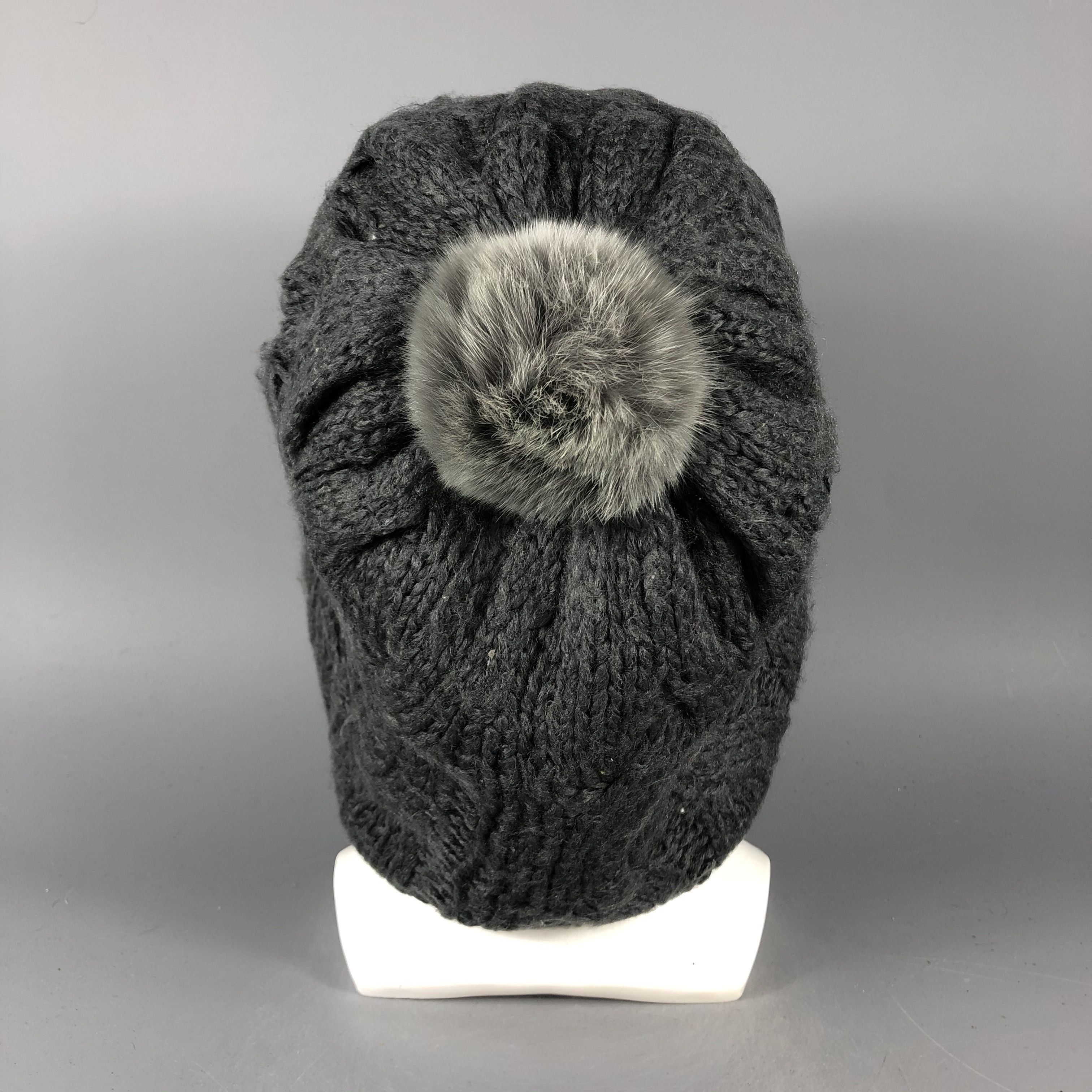 Vintage Gray Knit Crochet Beanie Snow Hat Snow Cap -D845 Size ONE SIZE - 2 Thumbnail