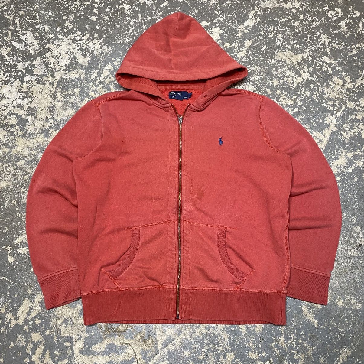 Polo Ralph Lauren × Vintage Vintage Polo Ralph Lauren Pink Salmon Zip Up Hoodie Sweatsh Size US XL / EU 56 / 4 - 1 Thumbnail