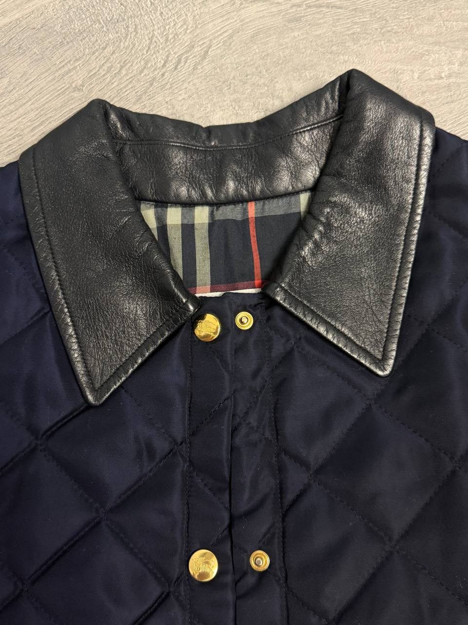 Burberry Rare Vintage Burberry Men Quilted Jacket Blue Leather Collar Size US M / EU 48-50 / 2 - 4 Thumbnail