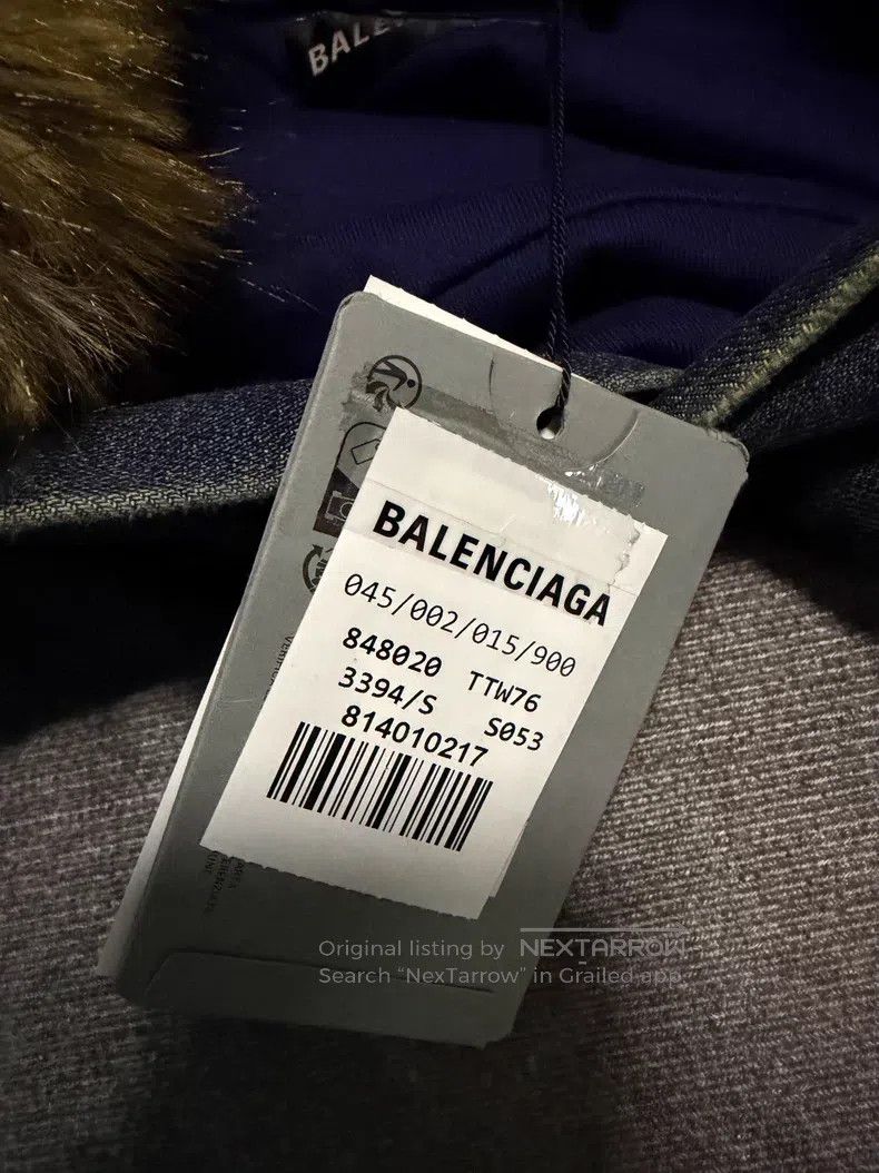 Balenciaga Balenciaga Hooded Big Collar Loose Denim Jacket Size US S / EU 44-46 / 1 - 4 Thumbnail