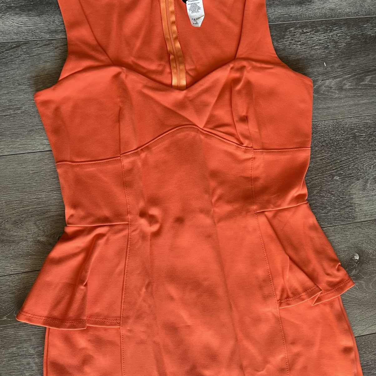 Other × Vintage Vintage 1990s Va Va Voom Orange Bell Midi Dress Going Out Size M / US 6-8 / IT 42-44 - 3 Thumbnail