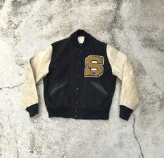 Oldvarsity/Stadium 🔥RARE VTG NY YANKEES DELONG VARSITY JACKET WOOL/LEATHER