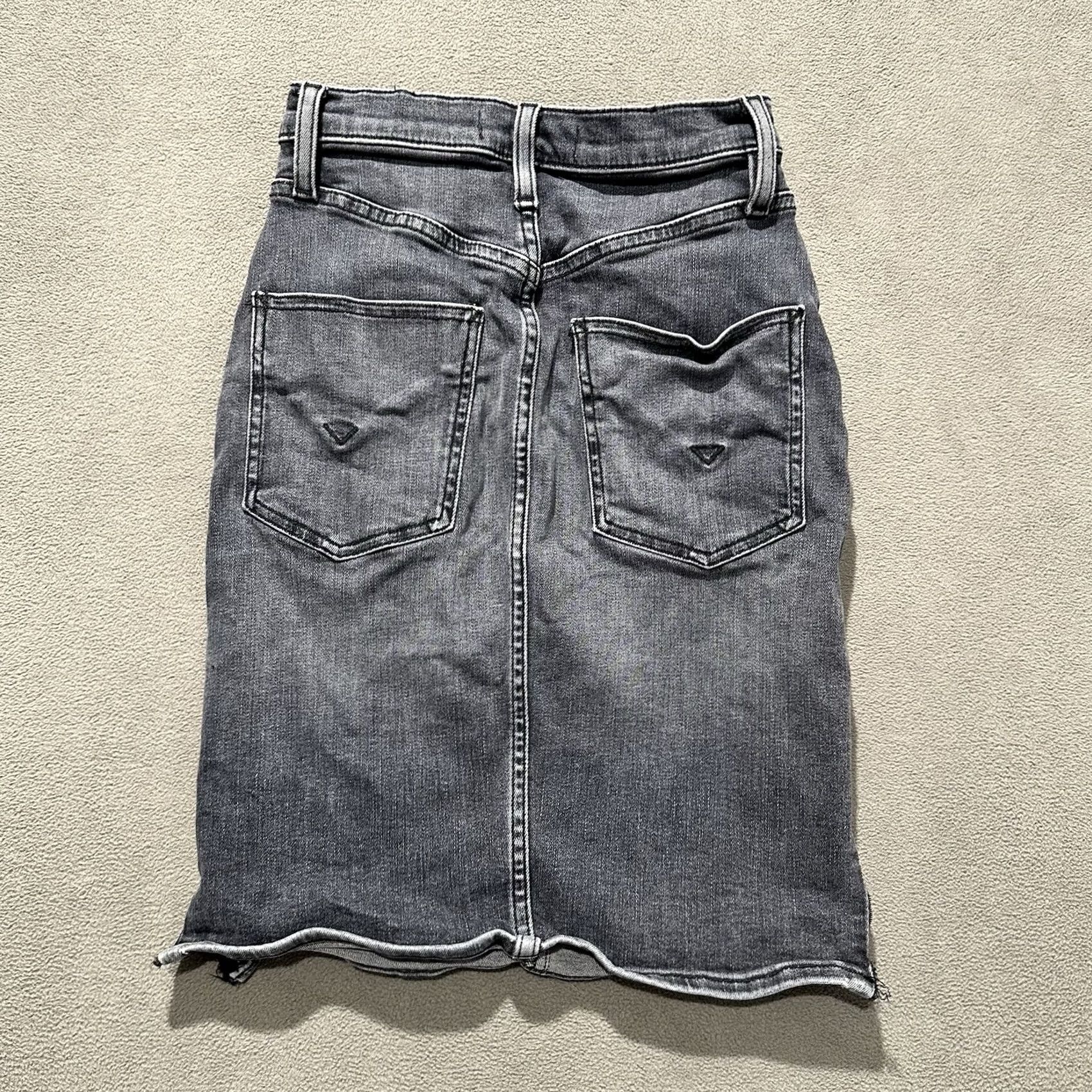 Hudson Hudson Centerfold Skirt Womens 2XS Gray Denim Stretch Side Slit Pockets Short 90s Bohemian Gothic Retro Size 24" / US 00 / IT 34 - 2 Thumbnail