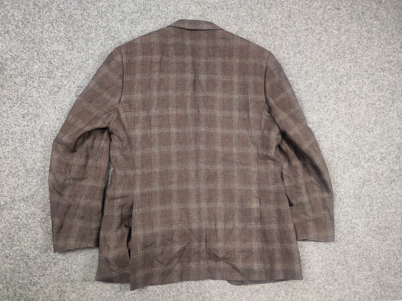 Canali Canali Italy 13290 Linen Blend Check Classic Blazer Jacket Size US L / EU 52-54 / 3 - 10 Thumbnail