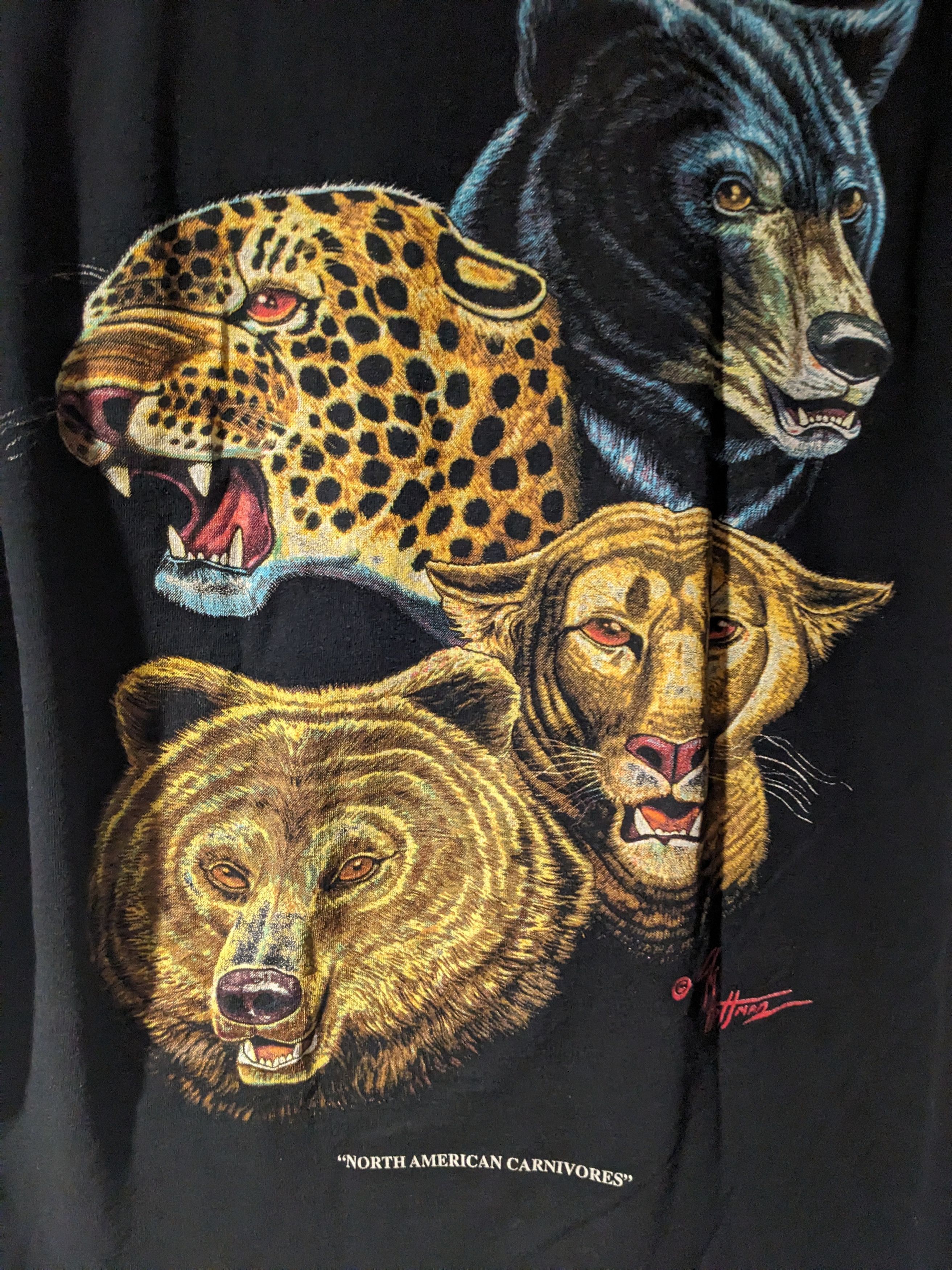 Vintage Vintage 90s North American Carnivores Animal T-Shirt Size US L / EU 52-54 / 3 - 2 Thumbnail