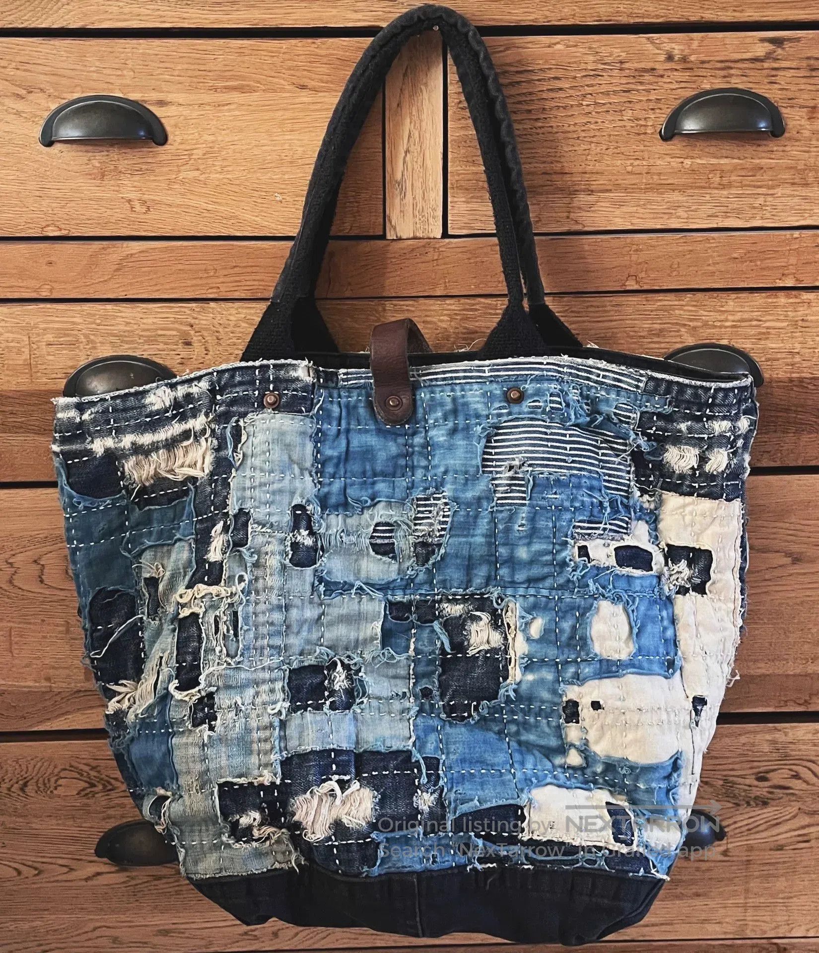 Kapital Kountry Handmade Blue Dyed Tote Bag. Size ONE SIZE - 6 Thumbnail