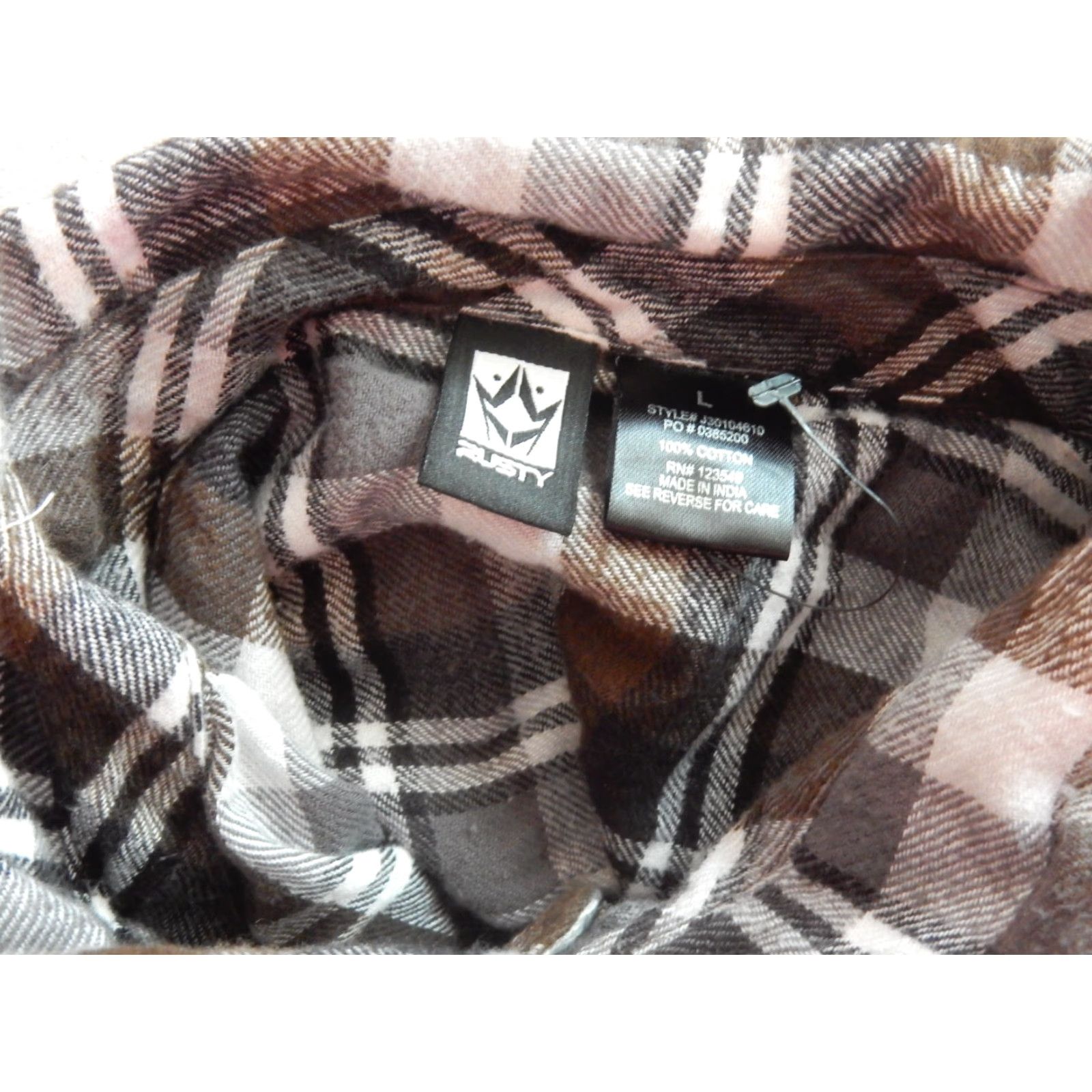 Rusty RUSTY Shirt Men Long Sleeve Button-Up Plaid Flannel L Black Cotton" Size US L / EU 52-54 / 3 - 4 Thumbnail