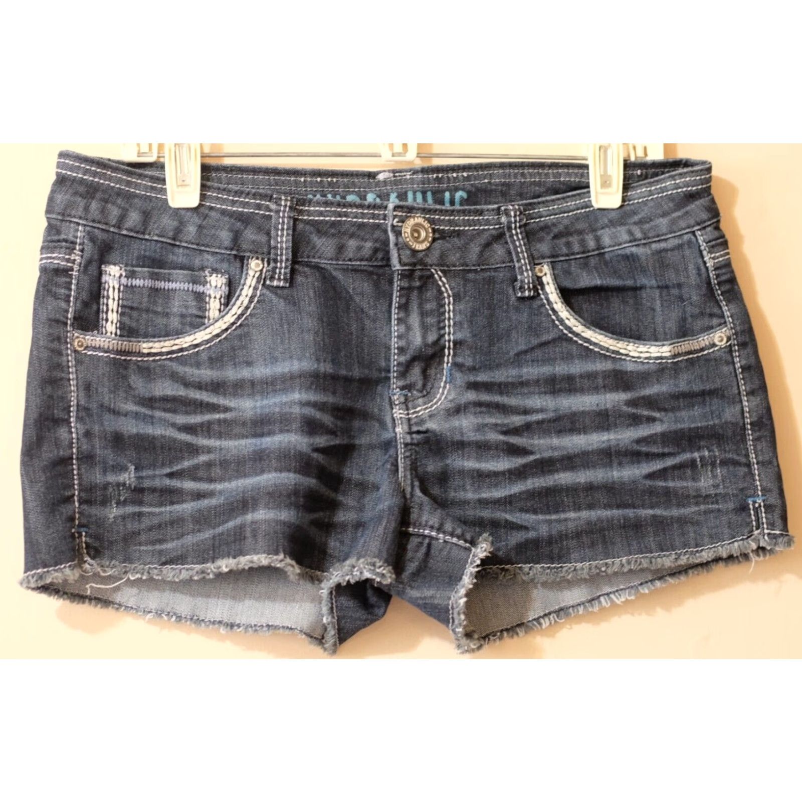 Denime Hydraulic Jeans Cut Off Denim Thick Stitch Embroidered Shorts Size 13/14 Blue Womens Size 24" / US 00 / IT 34 - 2 Thumbnail