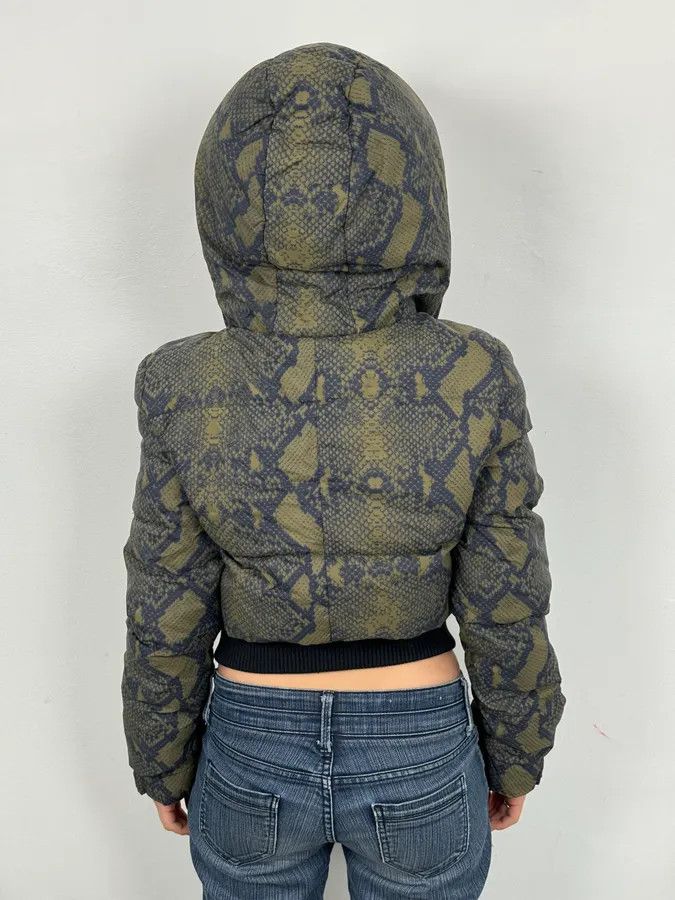 Pierre Balmain FW2012 Pierre Balmain Khaki Snake Cropped Asymmetrical Puffer Jacket Size S / US 4 / IT 40 - 3 Thumbnail