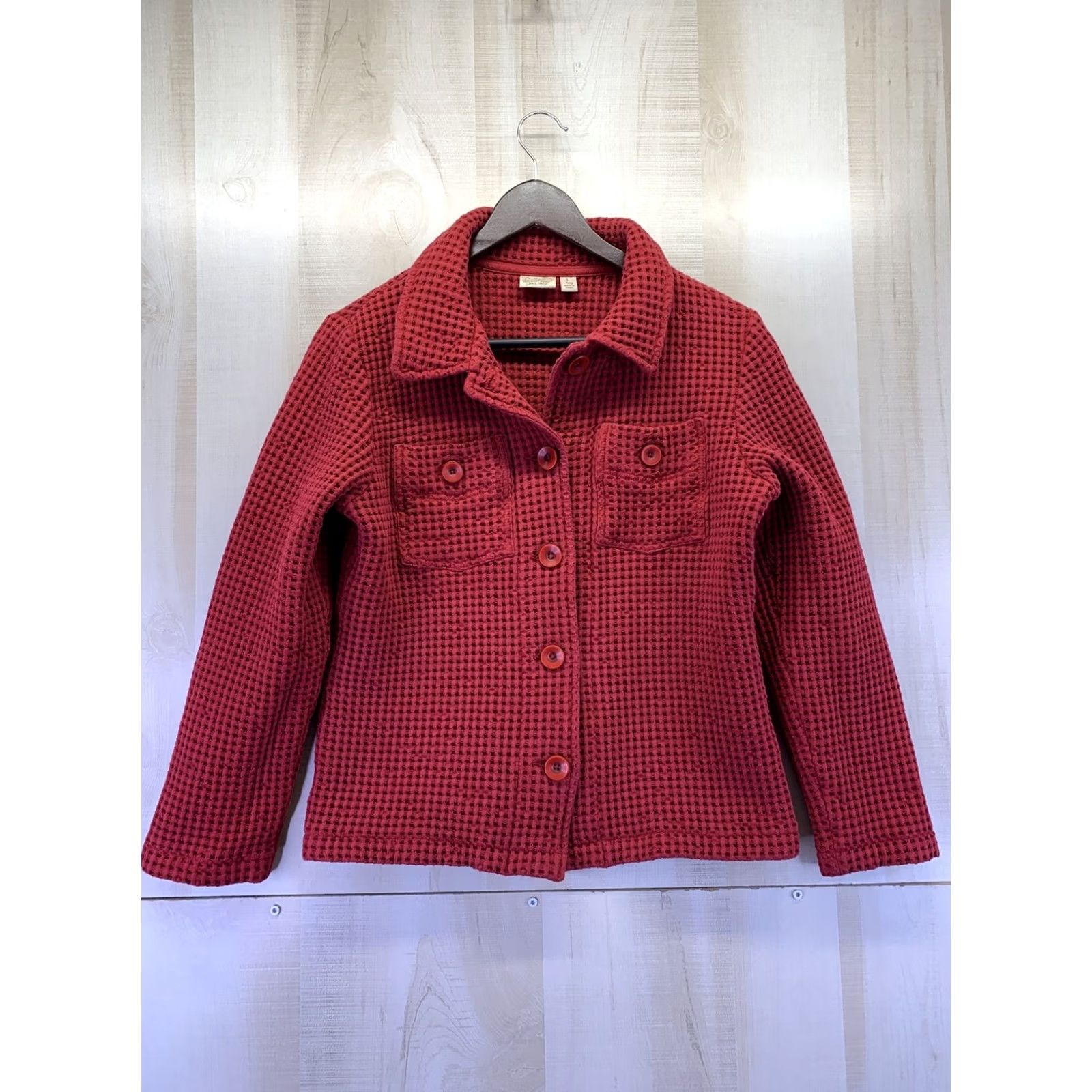 Vintage Cabela’S Weathered Red Waffle Knit Womens Jacket Sz L-5962 Size L / US 10 / IT 46 - 2 Thumbnail