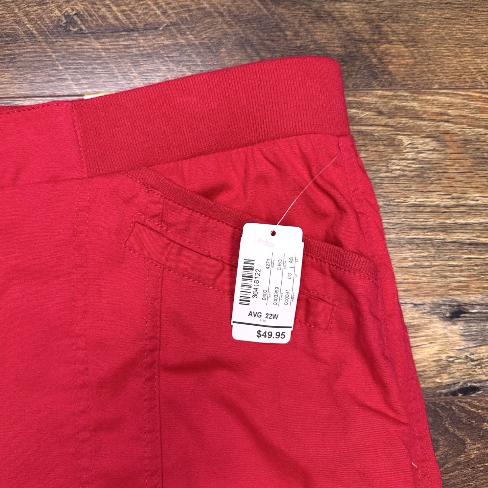 Vintage CJ Banks Capri Pants Womens 22W Red High Rise Knit Cotton Spandex Plus 17in Inseam Straight Leg NWT Size 40" / US 18 - 4 Thumbnail