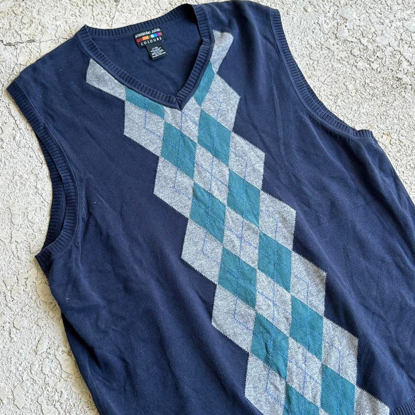 Other 90s Alexander Julian Colors Blue Patterned Sweater Vest.Sz L Size L / US 10 / IT 46 - 2 Thumbnail