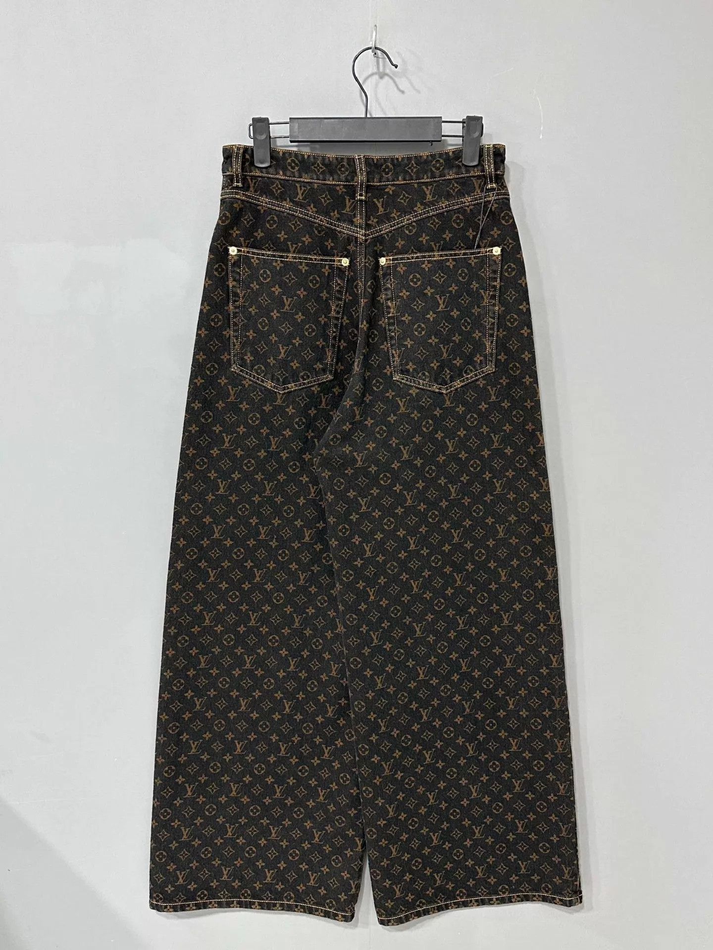 Louis Vuitton LV Monogram All Over Print Wide Leg Jeans 36 New Size 26" / US 2 / IT 38 - 3 Thumbnail