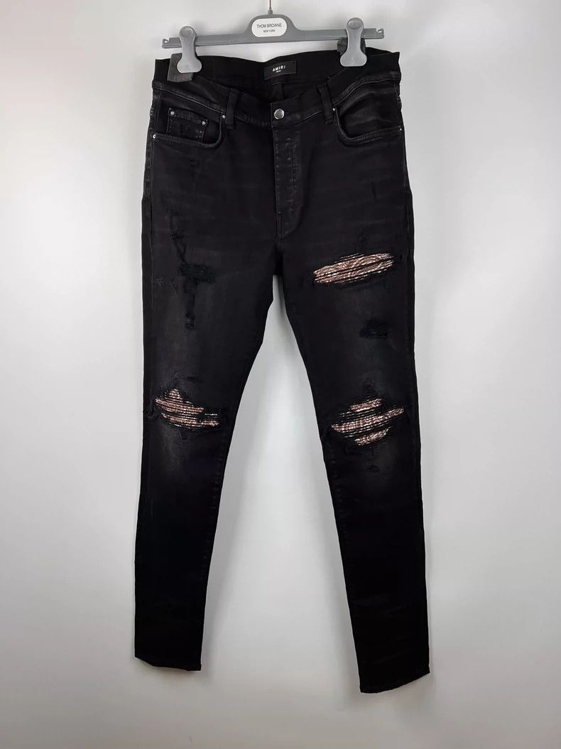 Amiri Amiri New black and brown cashew flower mx1 jeans 2502-Next Size US 36 / EU 52 - 1 Thumbnail