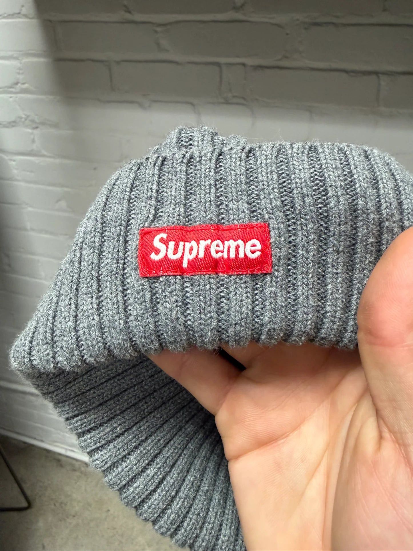 Supreme AW2013 Supreme Grey Box Logo Pom Pom Beanie Size ONE SIZE - 2 Thumbnail