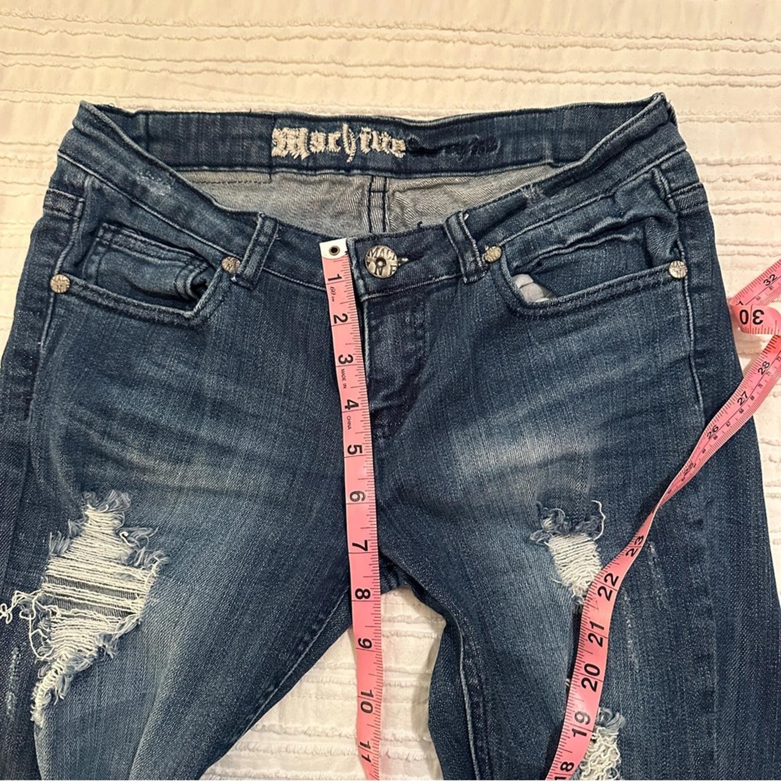 Rage Against The Machine Machine Denim Low Rise Flare Juniors 7 Distressed Bootcut 28 Size 30" / US 8 / IT 44 - 9 Thumbnail