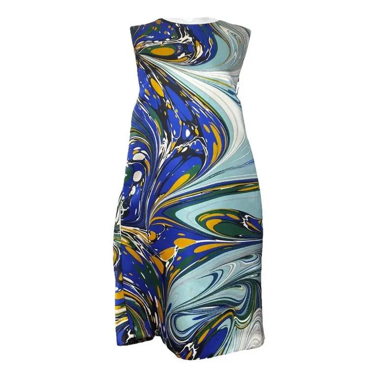 Stella McCartney Stella McCartney Abstract Print Silk Sleeveless Dress Size L / US 10 / IT 46 - 1 Thumbnail