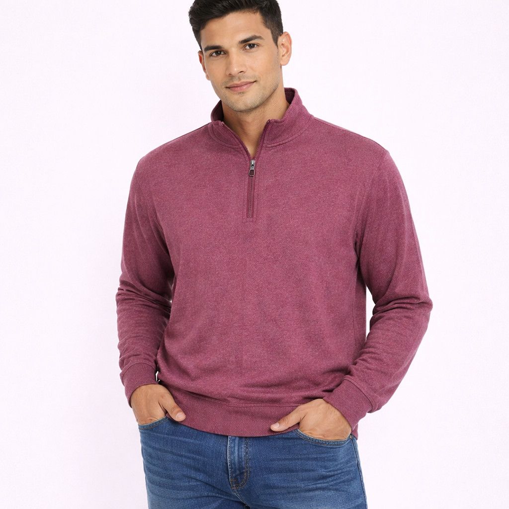 Croft & Barrow Extra Soft Fig Heathered 1/4 Zip Fleece Size US XXL / EU 58 / 5 - 1 Thumbnail