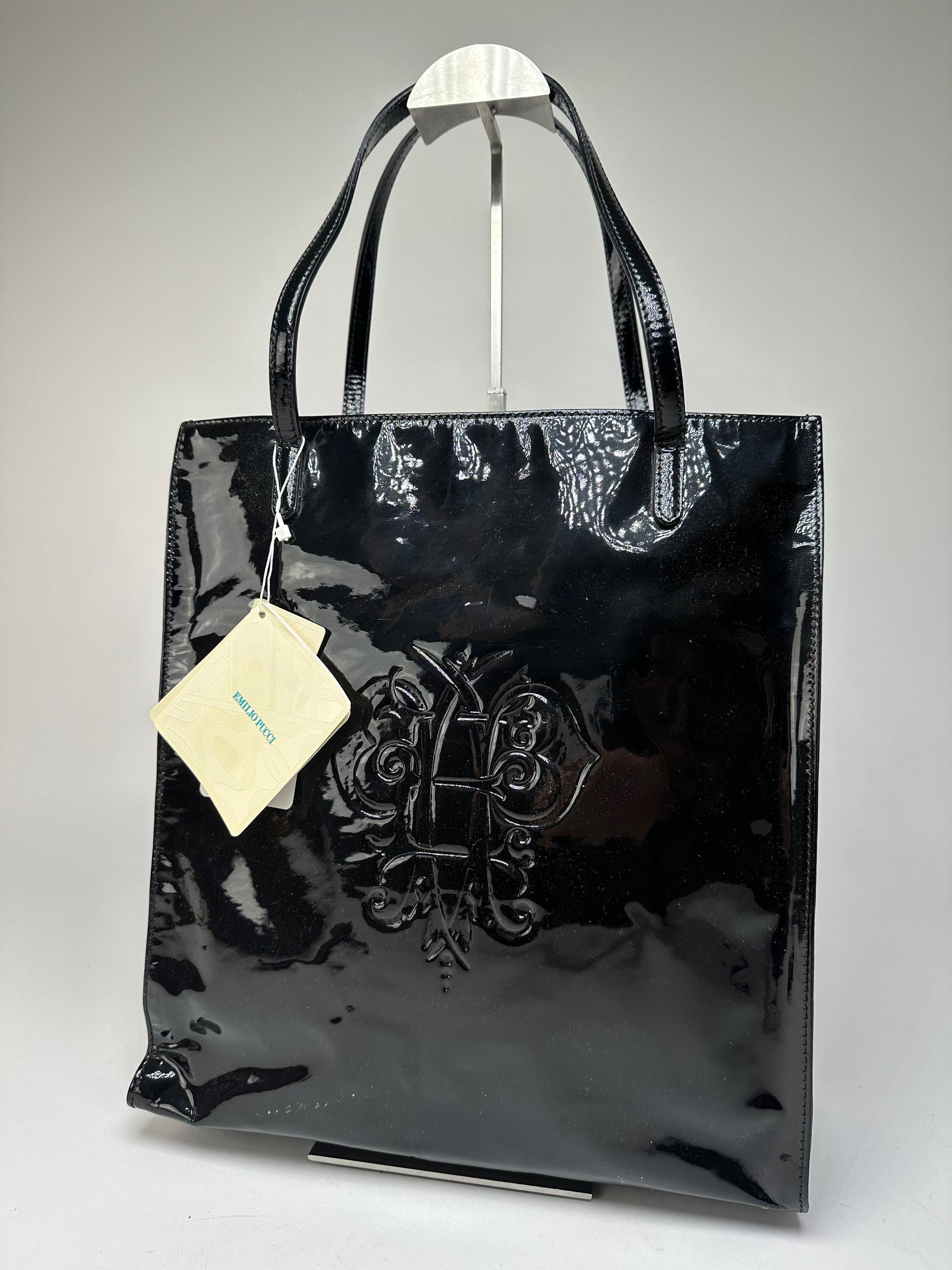 Emilio Pucci Vintage Patent Leather Tote Bag Black New With Tags Size ONE SIZE - 1 Thumbnail