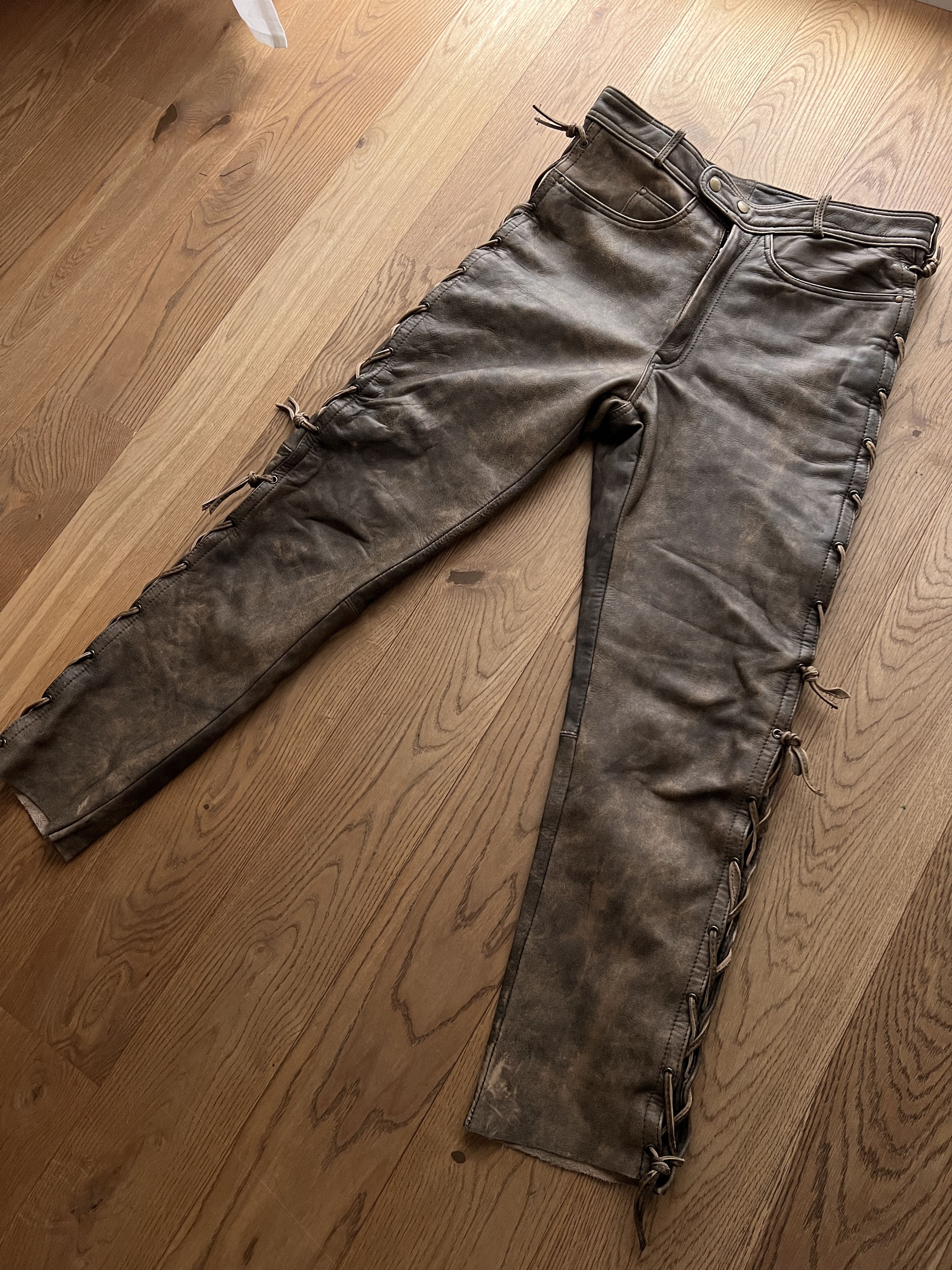 If Six Was Nine True faded VTG 90s cowboy core leather pants lace up opium L Size US 34 / EU 50 - 10 Thumbnail