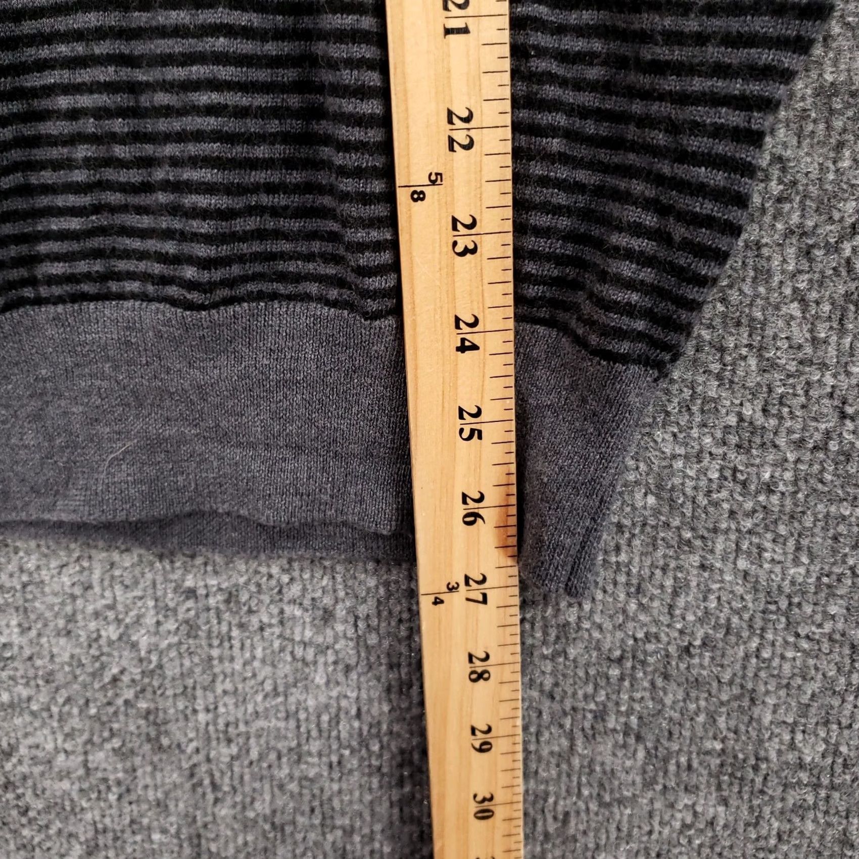 BUGATCHI BUGATCHI Sweater Mens XL Gray Long Sleeve Stripe Merino Wool Pullover Knit Size US XL / EU 56 / 4 - 6 Thumbnail