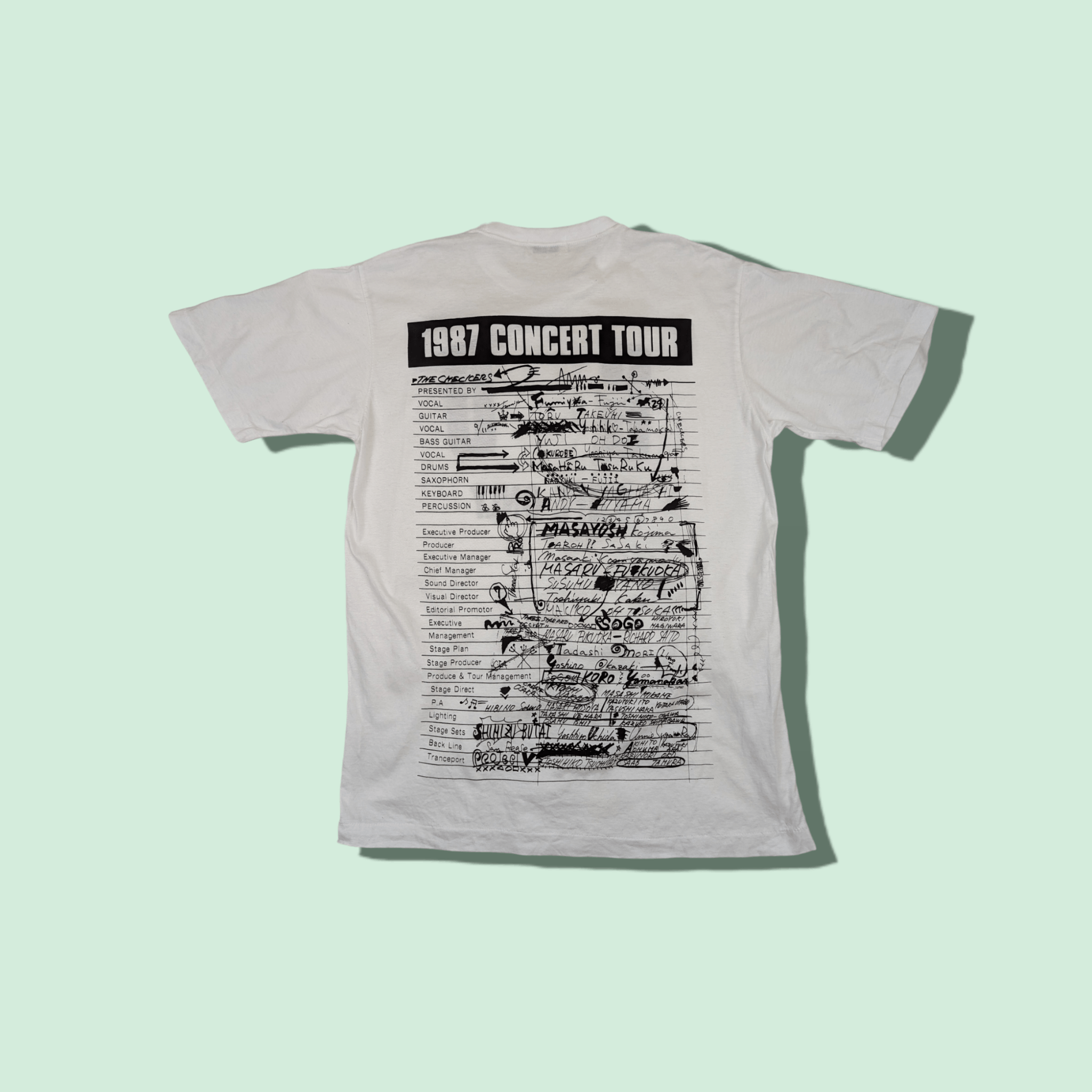 image of Rock T Shirt x Tour Tee 80's J-Rock The Checkers 87 Concert Tour Tee Single Stitches in White (Size