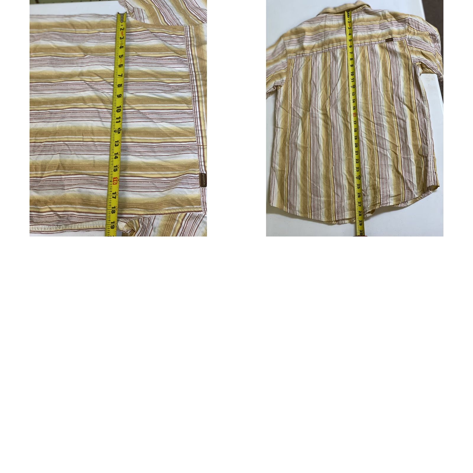 Prana Prana Mens Medium Gold Stripe Textured Short Sleeve Shirt Cotton Blend M Size US M / EU 48-50 / 2 - 8 Thumbnail