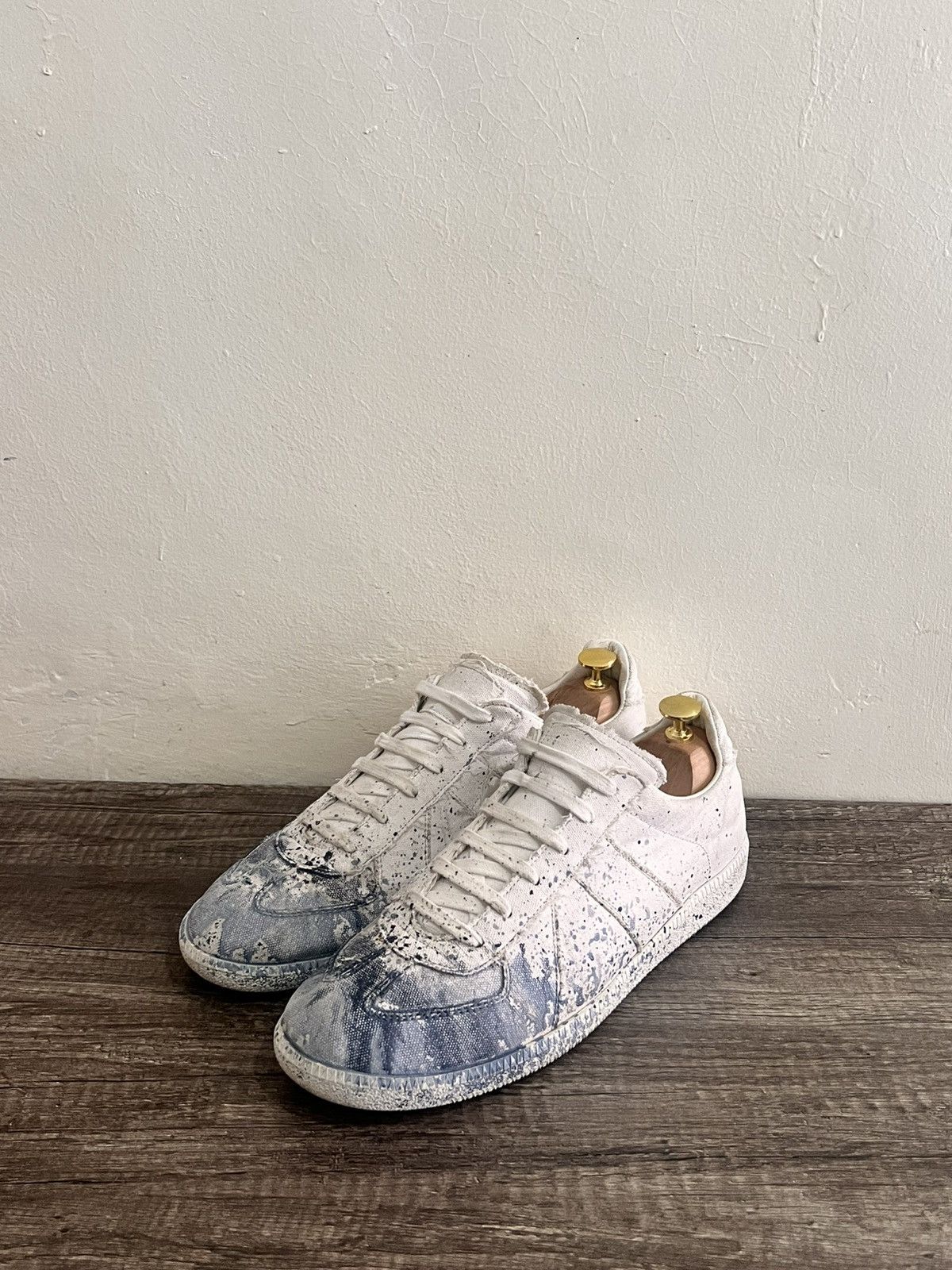 Maison Margiela Paint Splatter Gats White/Blue Size US 10.5 / EU 43-44 - 4 Thumbnail