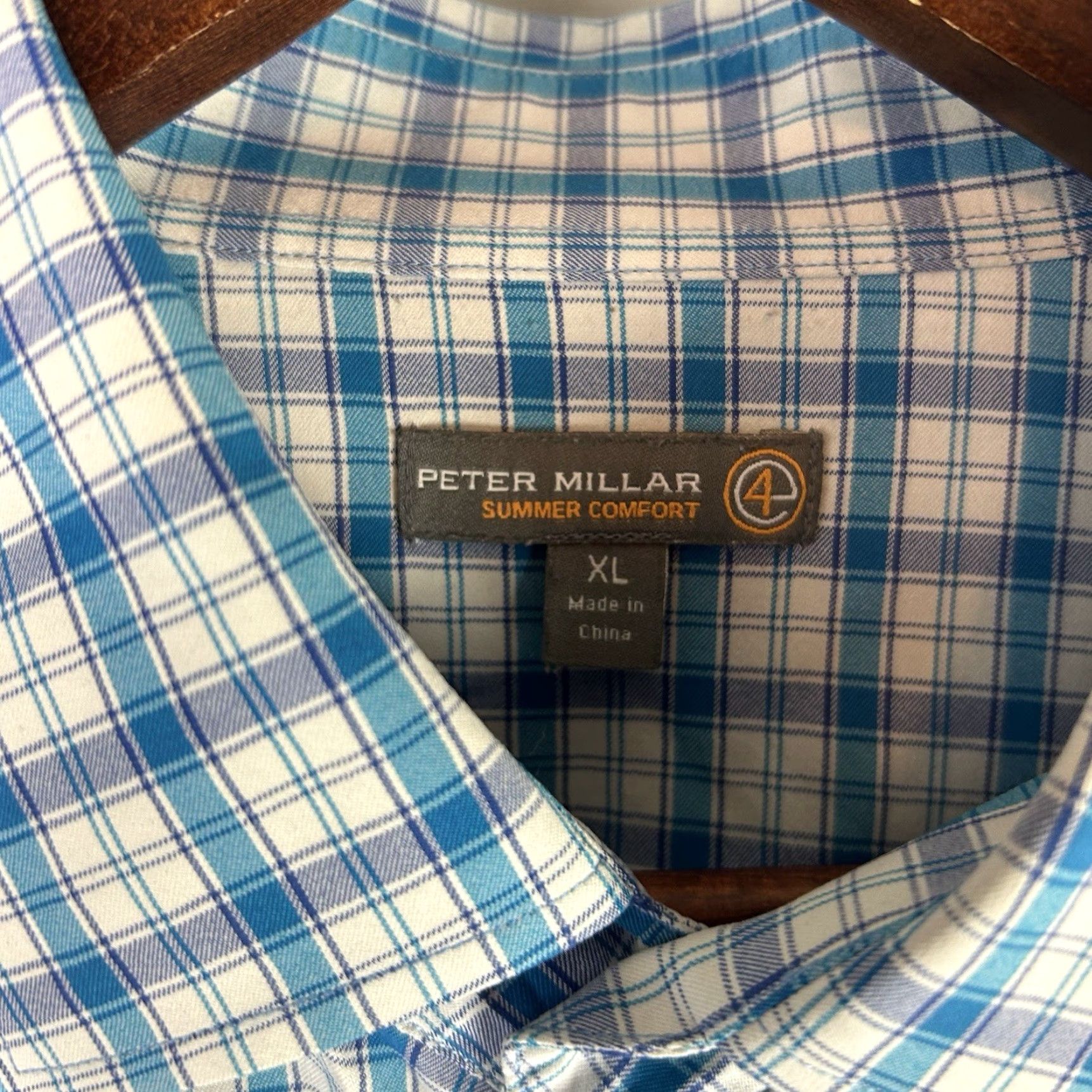 Peter Millar PETER MILLAR Summer Comfort Men’s Blue Check Plaid Shirt XL Size US XL / EU 56 / 4 - 5 Thumbnail
