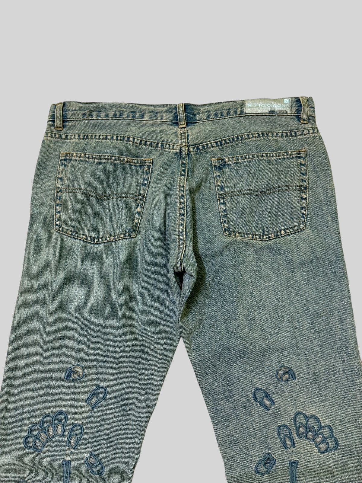 Hysteric Glamour × Japanese Brand Flared Distressed BUFFALO JEANS Trashed Embroidery Denim Size US 34 / EU 50 - 8 Thumbnail