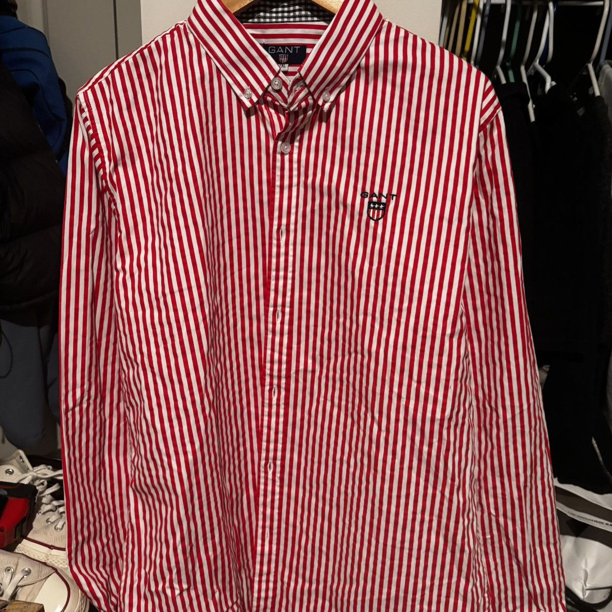 Gant GANT Men's Red White Striped Poplin Cotton Button Down Shirt Size US XXL / EU 58 / 5 - 2 Thumbnail