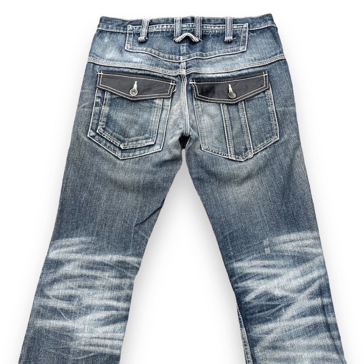 semanticdesign 🇯🇵 SEMANTIC DESIGN LEATHER POCKET WASHED DENIM PANTS Size US 29 - 6 Thumbnail
