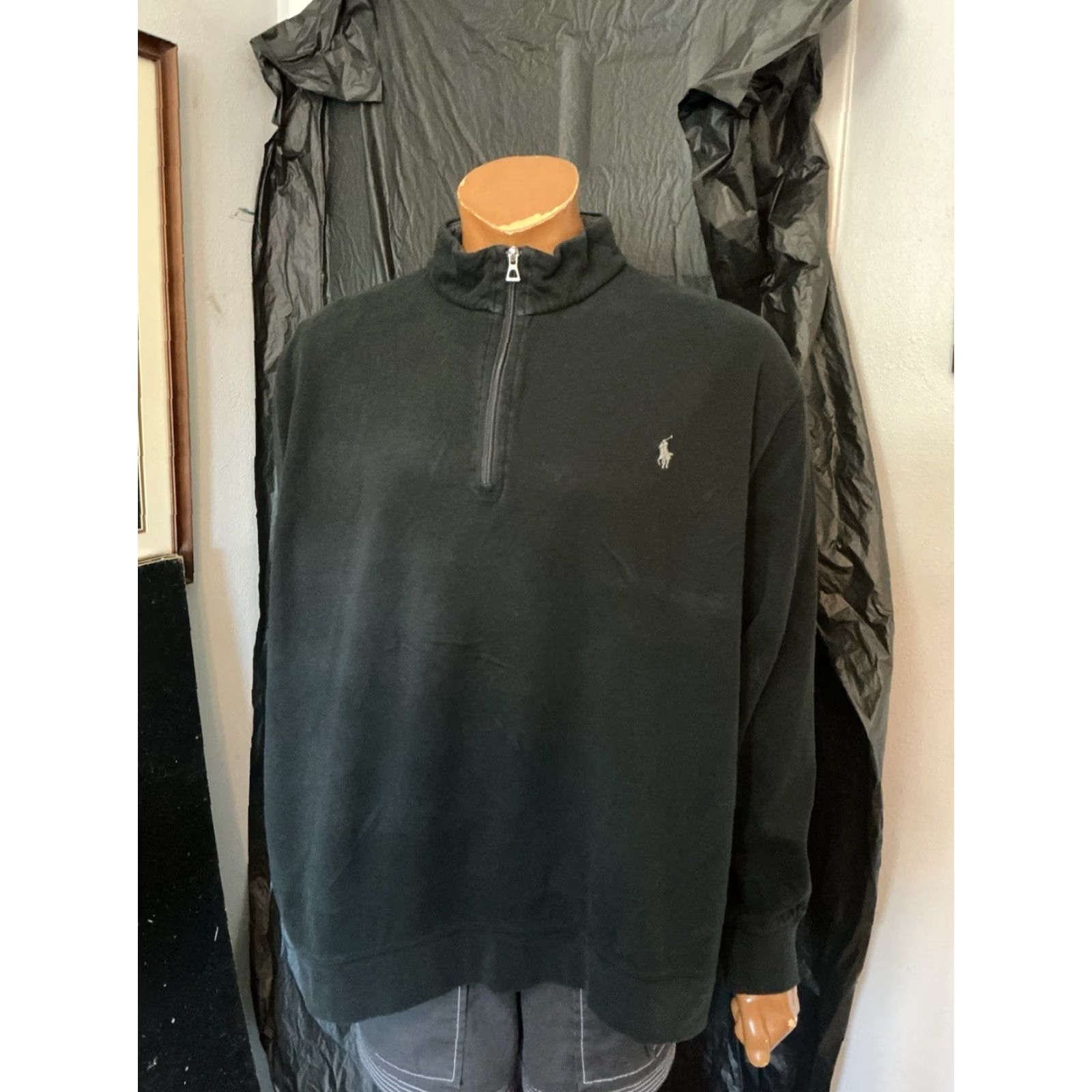 Polo Ralph Lauren VINTAGE Polo Ralph Lauren Pony Logo Black 1/4 Zip Performance Pullover Sweatshirt 2XB Mens Long Sleeve Shirt Size US XXL / EU 58 / 5 - 7 Thumbnail