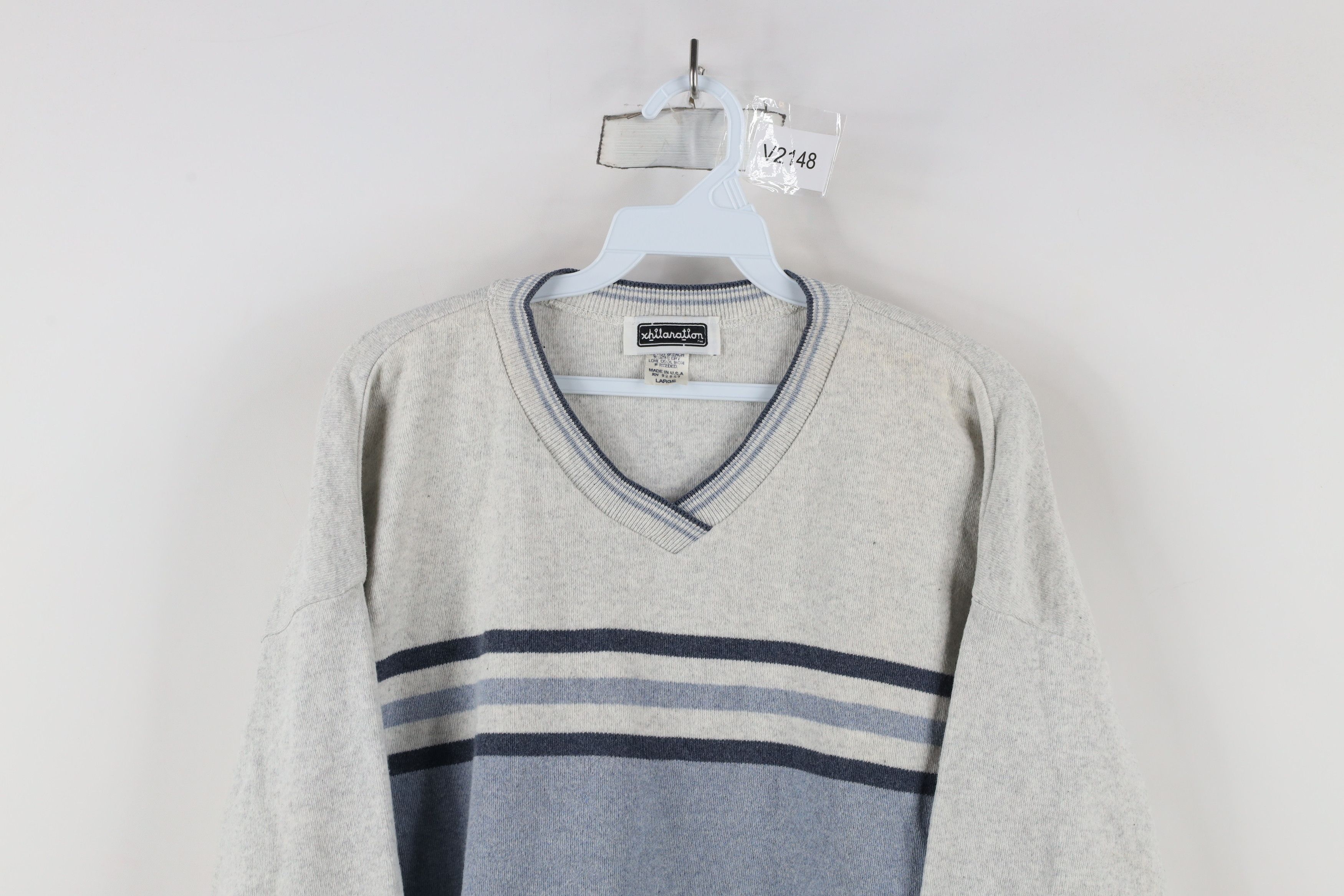Vintage Vintage 90s Streetwear Doll Striped Knit V-Neck Sweater USA Size L / US 10 / IT 46 - 2 Thumbnail
