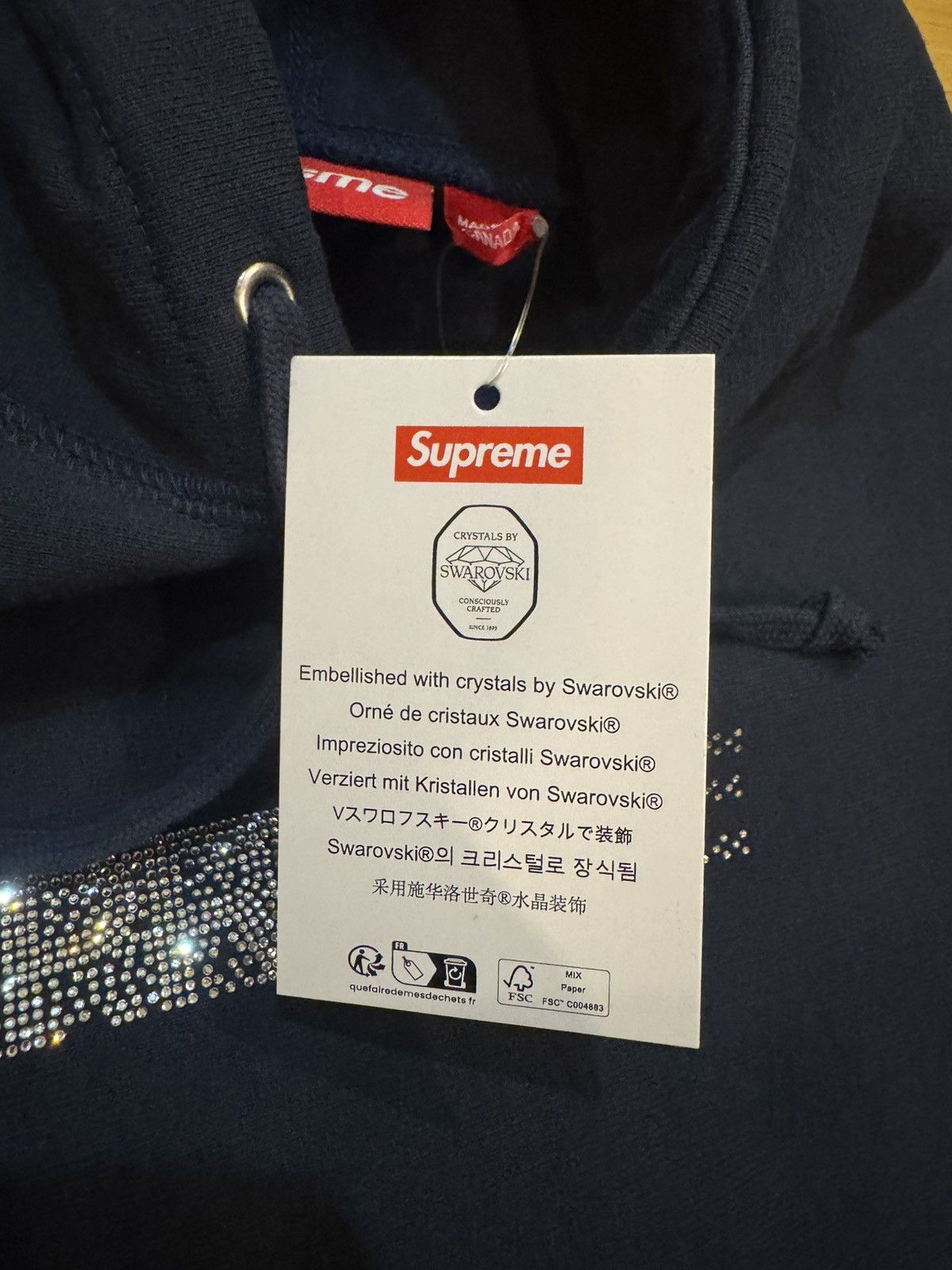 Supreme Supreme Swarovski Motion Logo Hoodie Navy (FW25) - Small Size US S / EU 44-46 / 1 - 6 Thumbnail