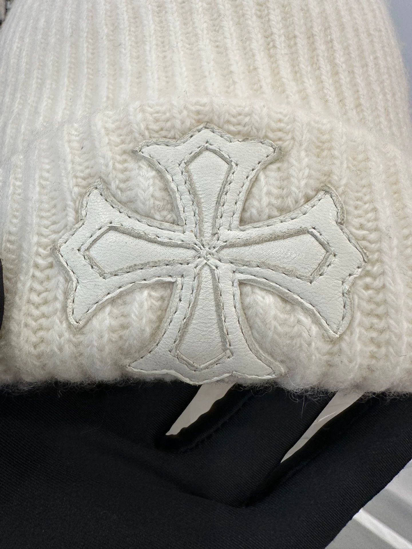 Chrome Hearts Chrome Hearts Trim Leather White Wool Beanie - Brand Size ONE SIZE - 6 Thumbnail