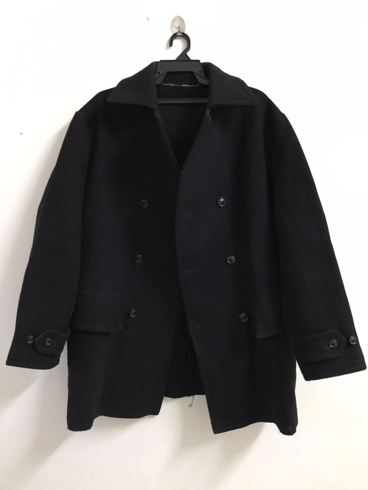 Yohji Yamamoto Yohji Yamamoto Black Wool Double Breasted Long Coat Size US L / EU 52-54 / 3 - 12 Thumbnail