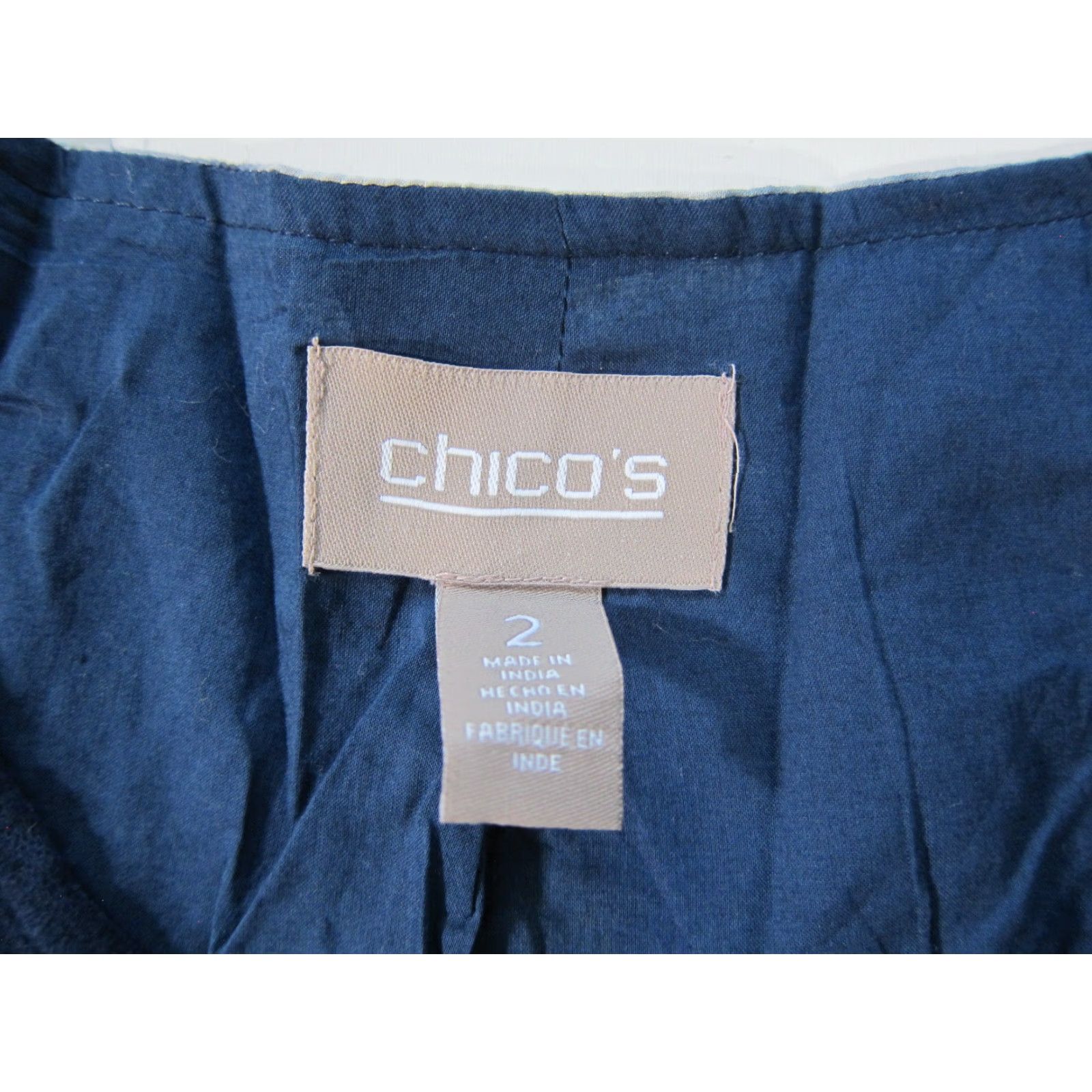 Vintage Chico's 100% Cotton Blue Tie Dye Embroidered Open Cardigan Jacket Women L Large Size L / US 10 / IT 46 - 3 Thumbnail