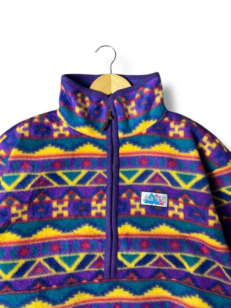 Japanese Brand APPI Tribal Patterned Half-Zip Fleece Jacket (135) Size US M / EU 48-50 / 2 - 8 Thumbnail