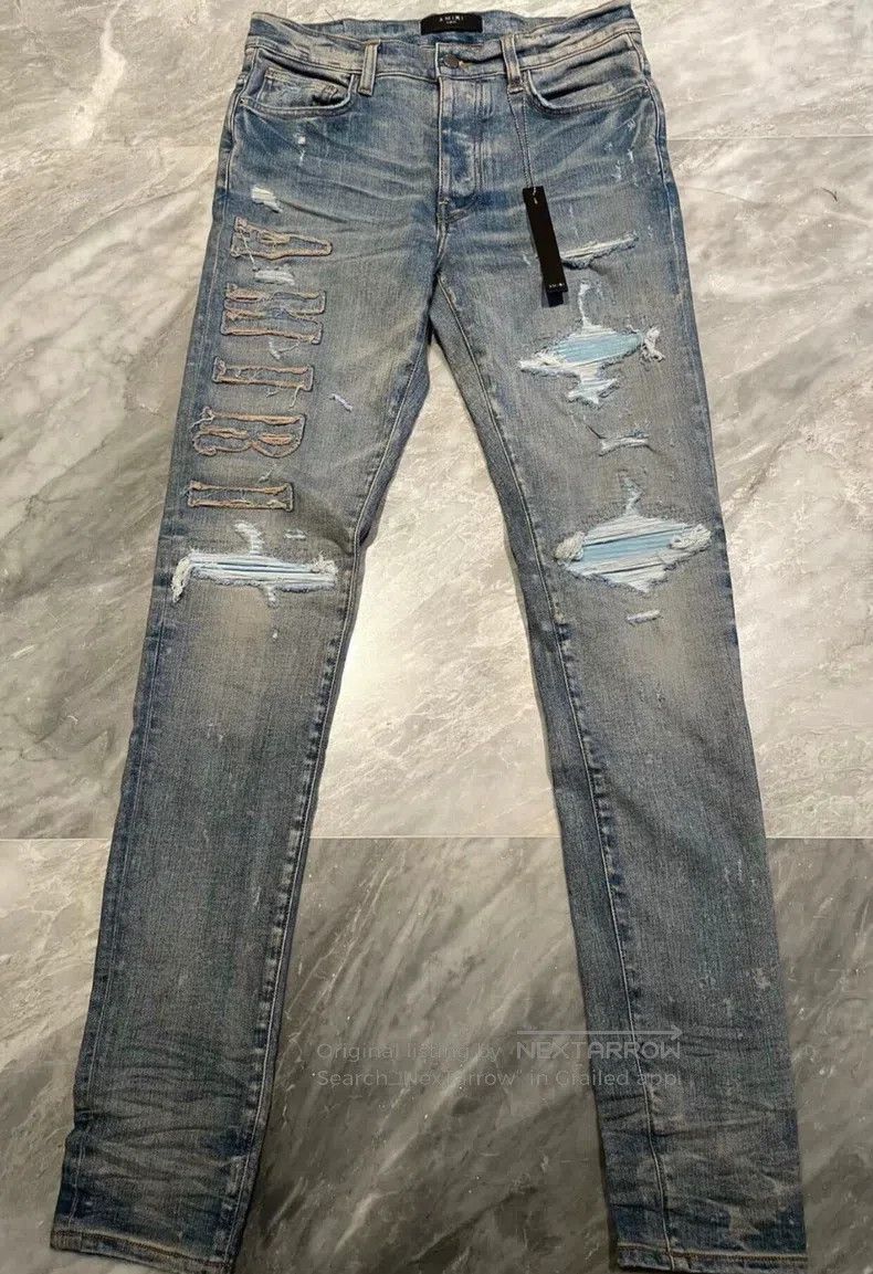 Amiri Size 32 Lettered badge patch denim jeans