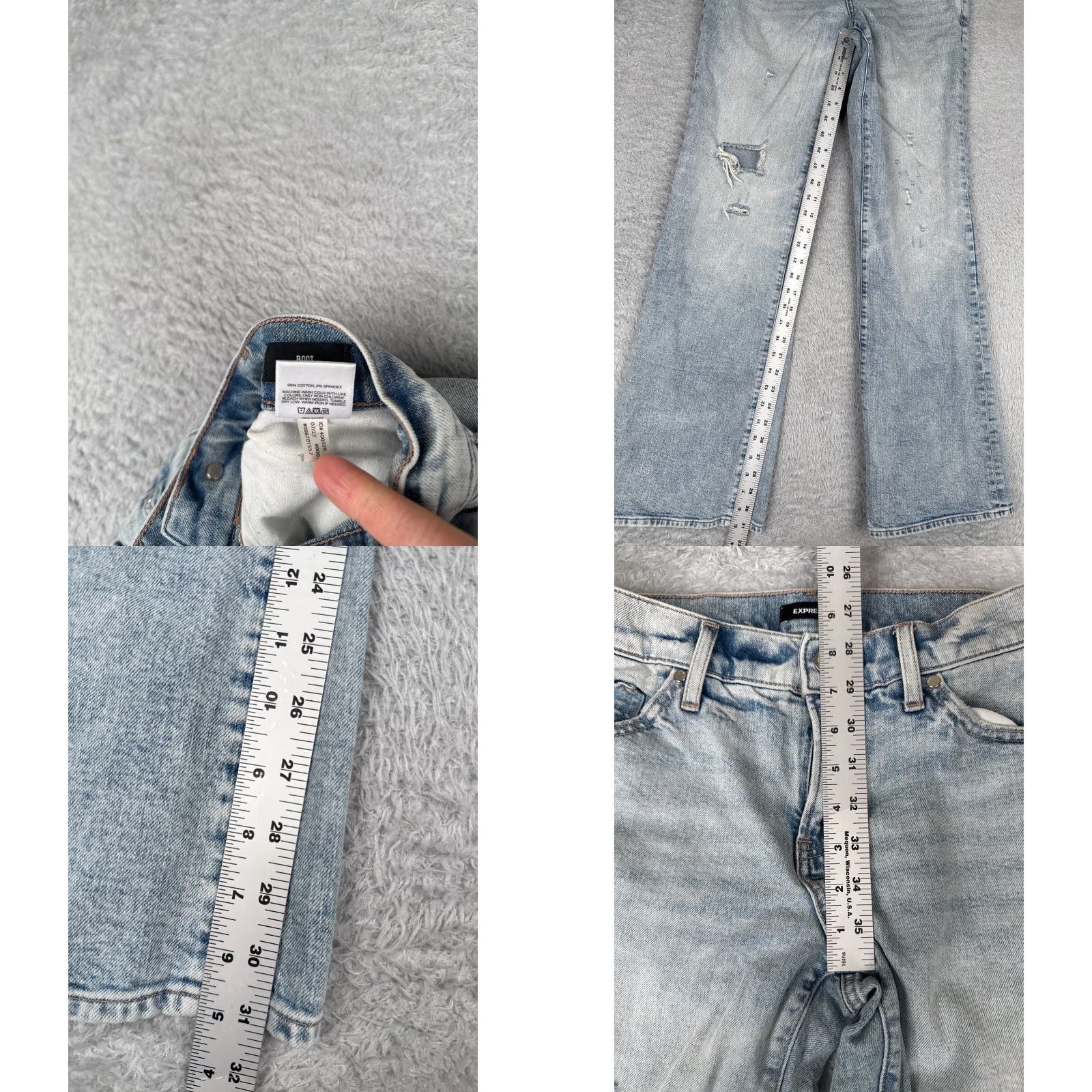 Vintage D. Jeans Womens Jeans Bootcut Distressed Light Wash Low Rise 30x31 Blue Cotton 4 Womens Jeans 30 Bootcut Distressed 4-in-1 Size 27" / US 4 / IT 40 - 8 Thumbnail