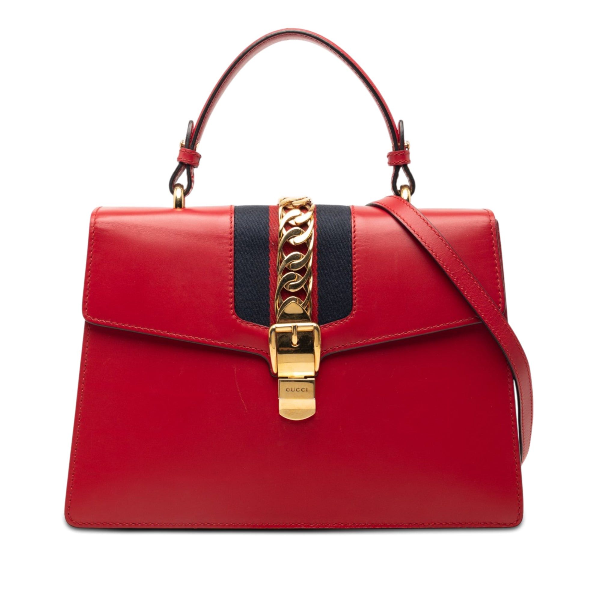 Gucci Medium Leather Web Sylvie Top Handle Bag Size ONE SIZE - 1 Thumbnail