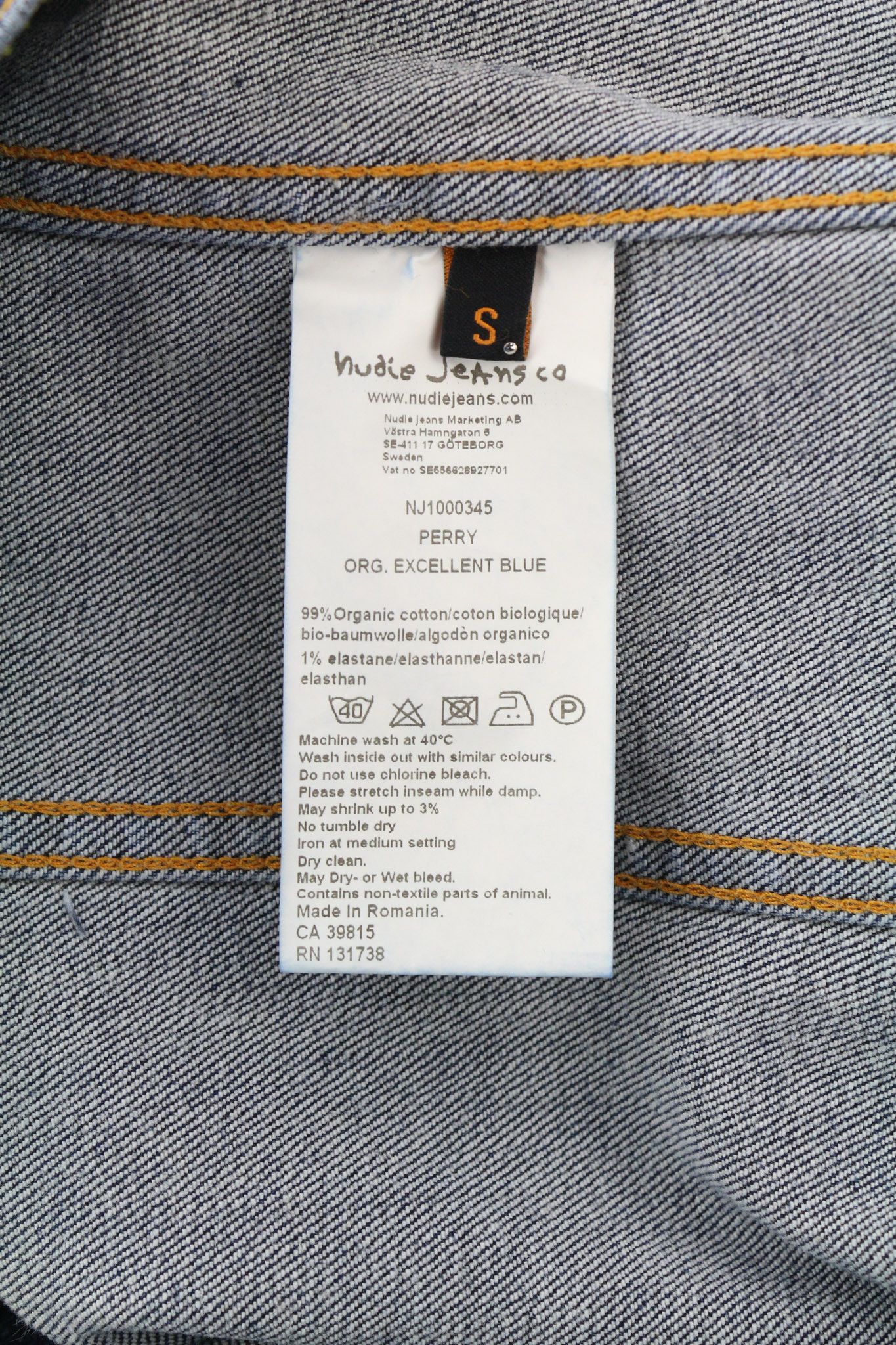 Nudie Jeans PERRY EXCELLENT BLUE S Denim Stretch Blue Jacket 80806 Size US S / EU 44-46 / 1 - 7 Thumbnail