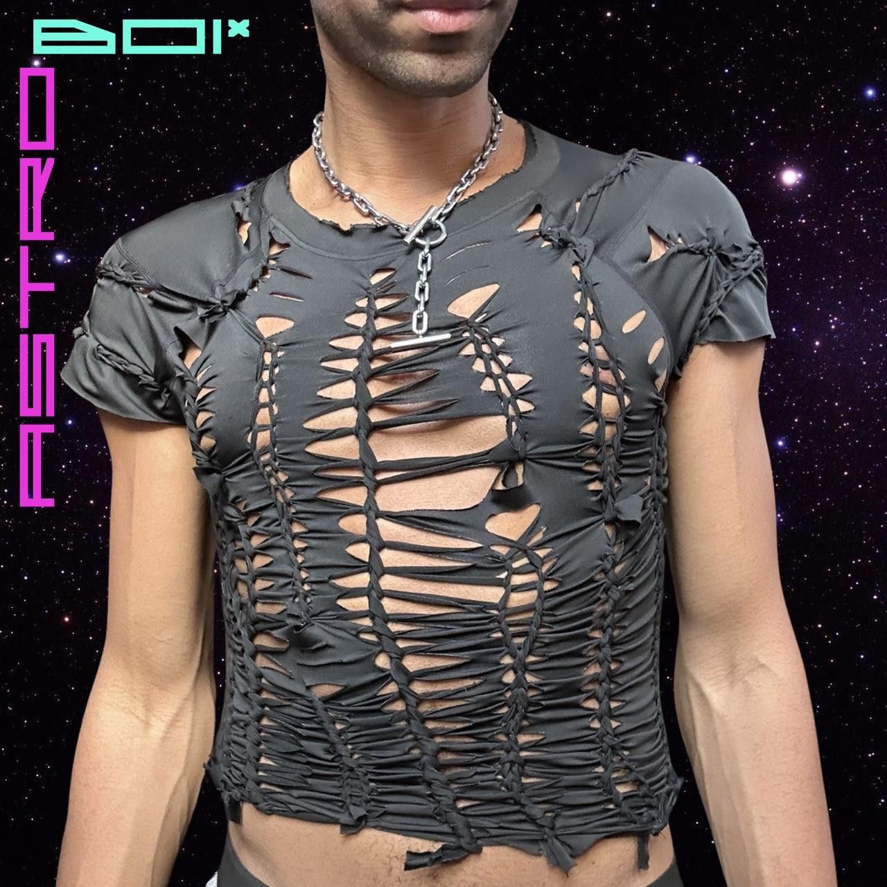Designer ASTROBOI*'Barley There'Black Braided Compression Top-Medium Size US L / EU 52-54 / 3 - 2 Thumbnail