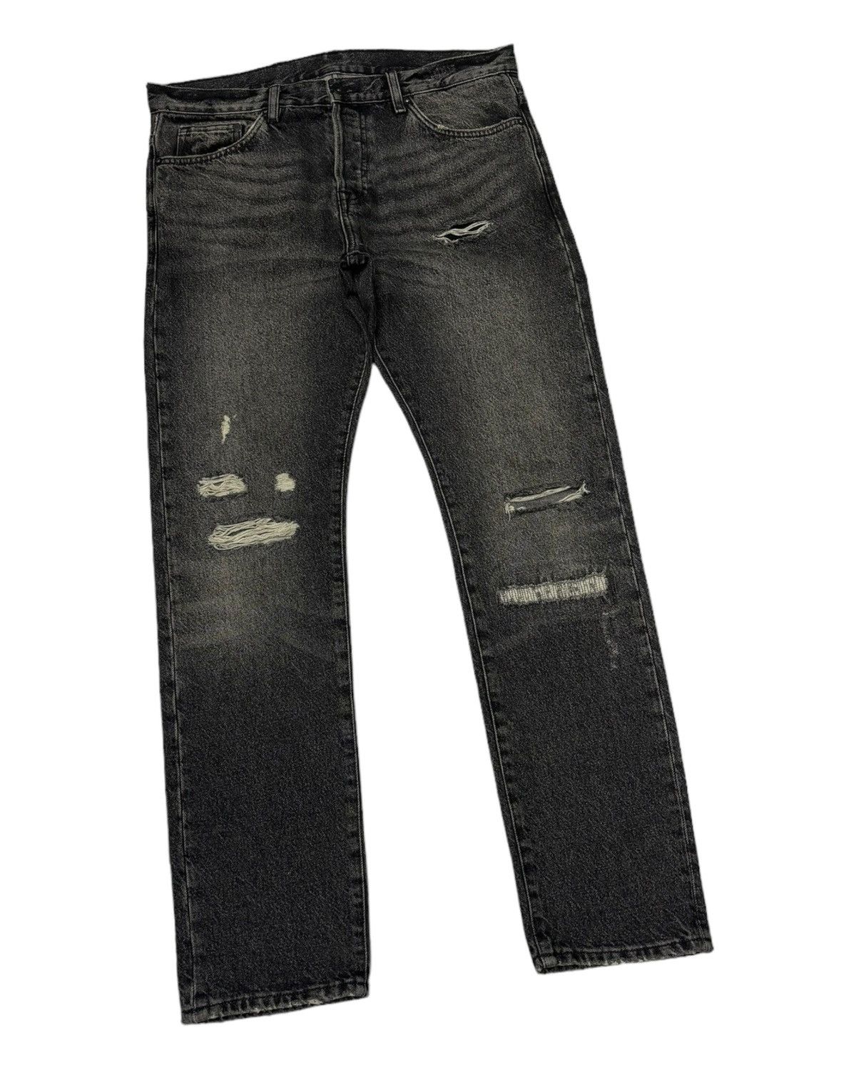 If Six Was Nine Vintage &Denim Charcoal Black Distressed Denim Jeans Size US 34 / EU 50 - 5 Thumbnail