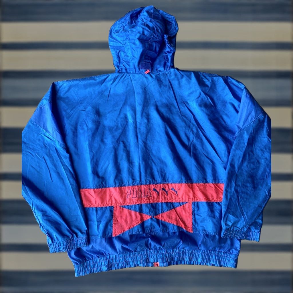 Puma VINTAGE Puma Windbreaker Jacket XL Blue Hooded Full Zip Nylon Retro Size US XL / EU 56 / 4 - 1 Thumbnail