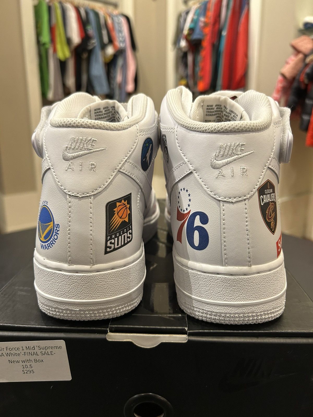 Nike × Supreme Nike Air Force 1 Mid ‘Supreme NBA White’ Size US 10.5 / EU 43-44 - 3 Thumbnail