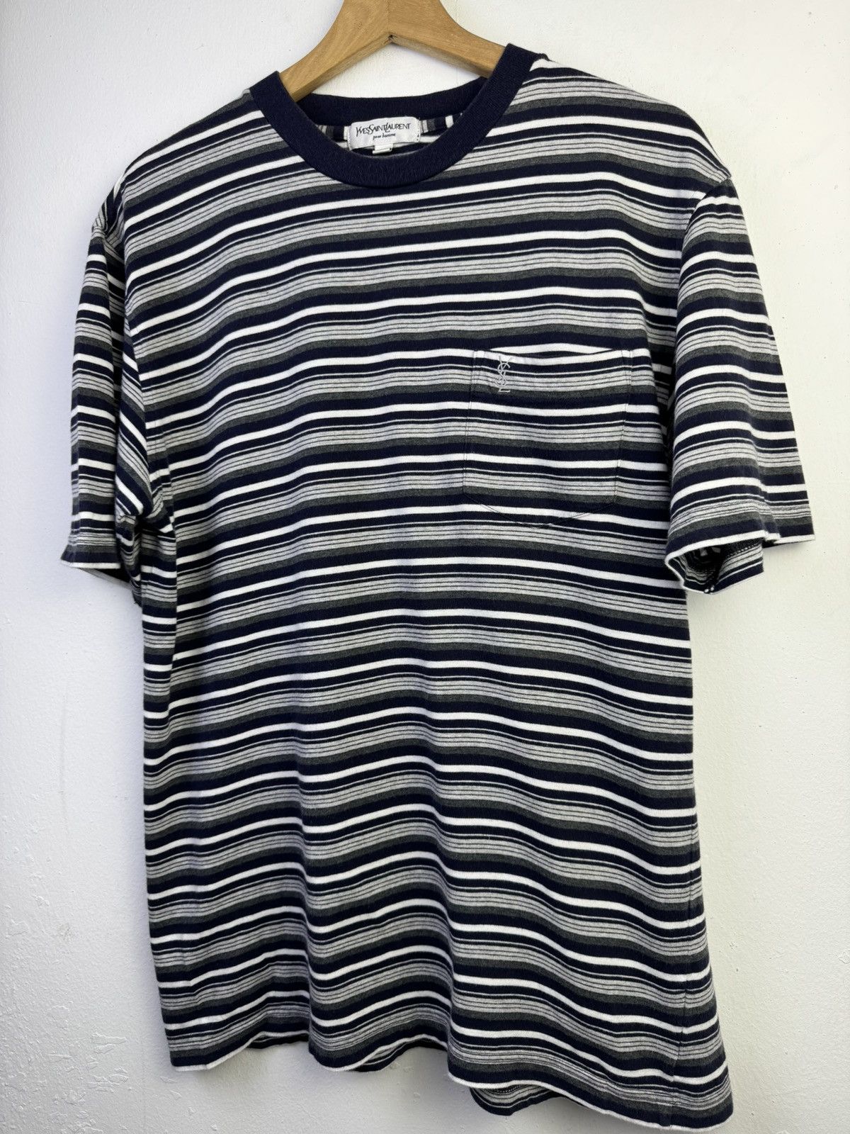 Yves Saint Laurent vintage Yves Saint Laurent striped t-shirt pocket Logo Size US M / EU 48-50 / 2 - 3 Thumbnail